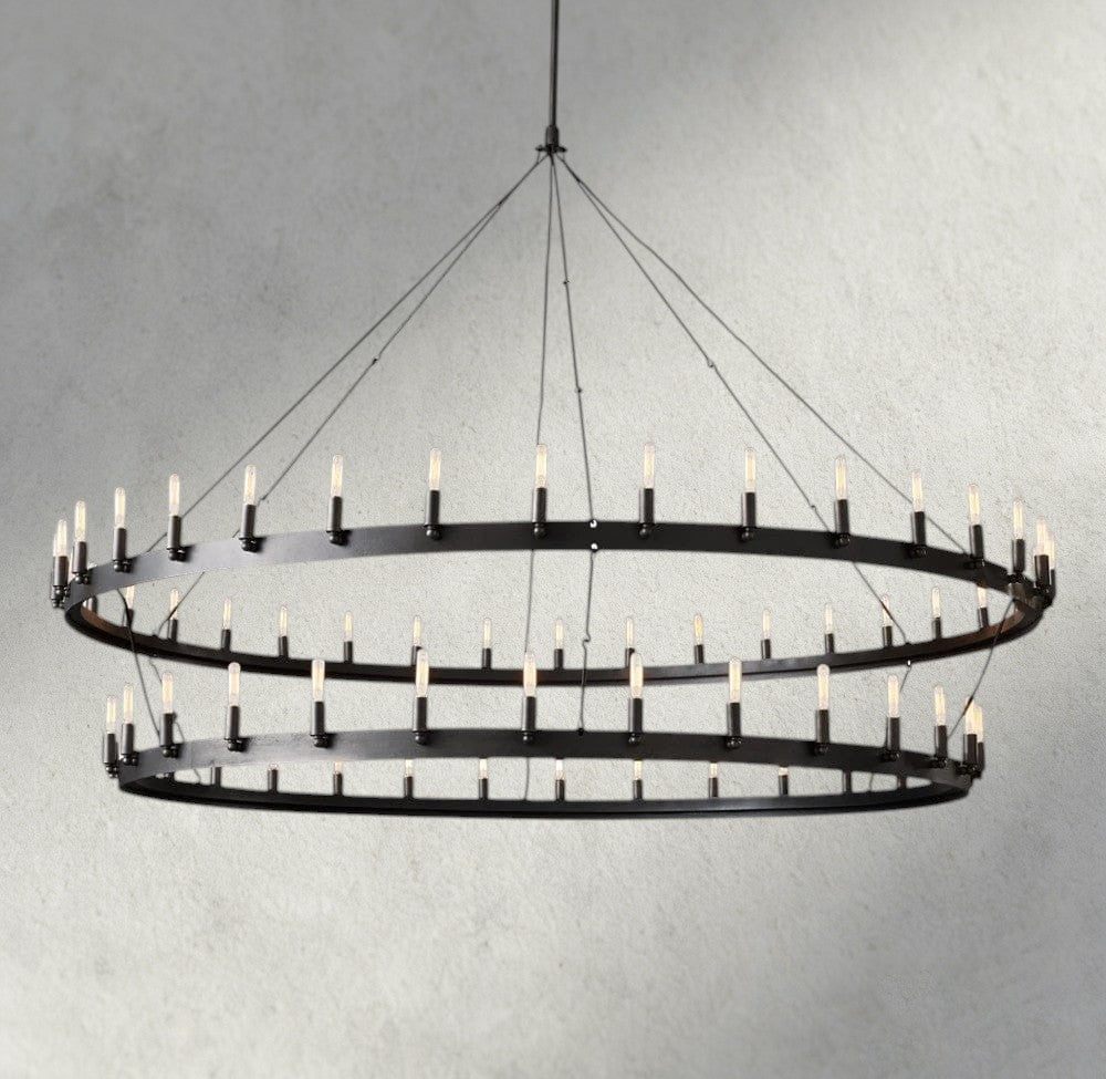 Camino Vintage Filament Two-Tier Chandelier 38", 50", 63", 71"-chandelier-Briglighting
