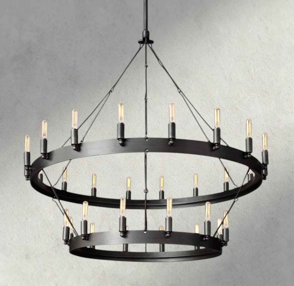 Camino Vintage Filament Two-Tier Chandelier 38", 50", 63", 71"-chandelier-Briglighting