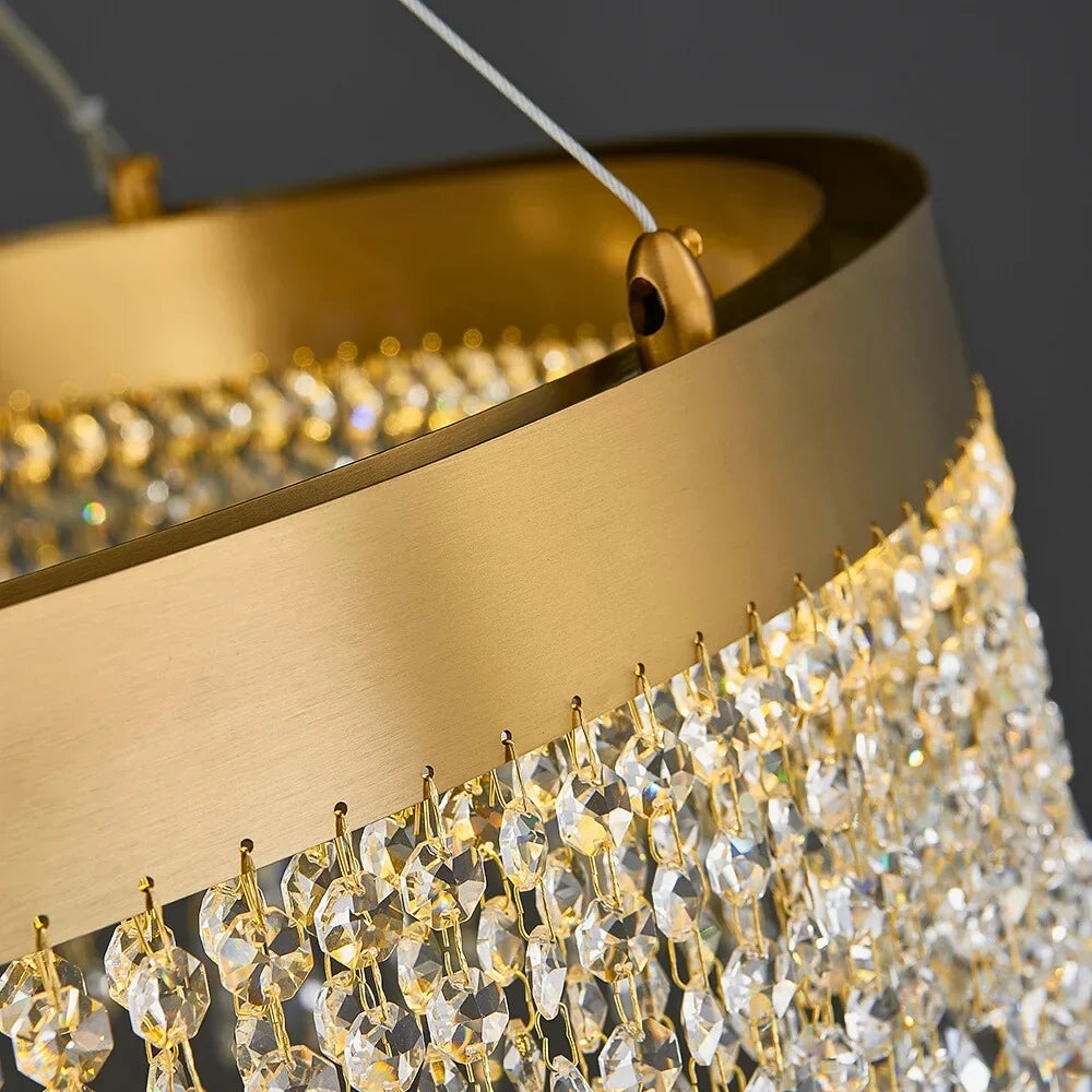 Zara Gold Crystal Chandelier for Living Room & Dining Room-Crystal Chandelier-Briglighting