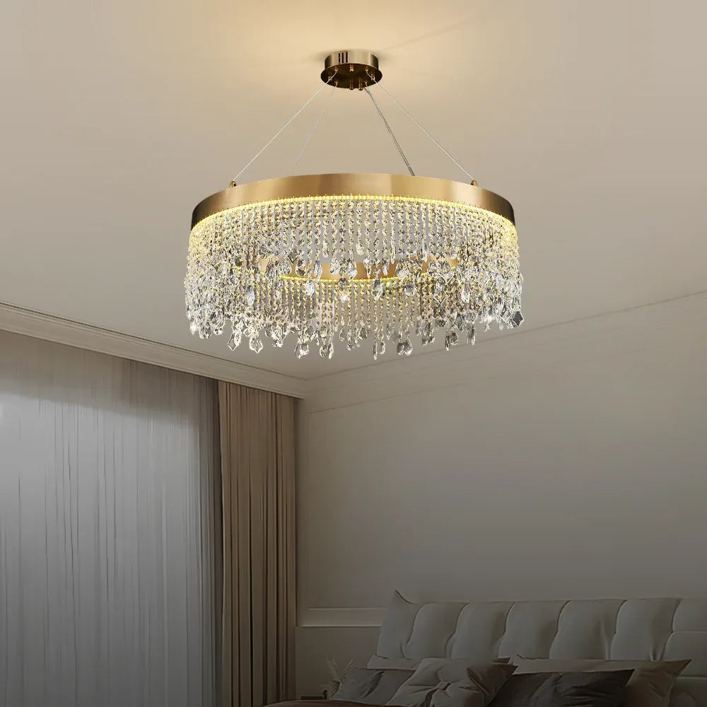 Zara Gold Crystal Chandelier for Living Room & Dining Room-Crystal Chandelier-Briglighting