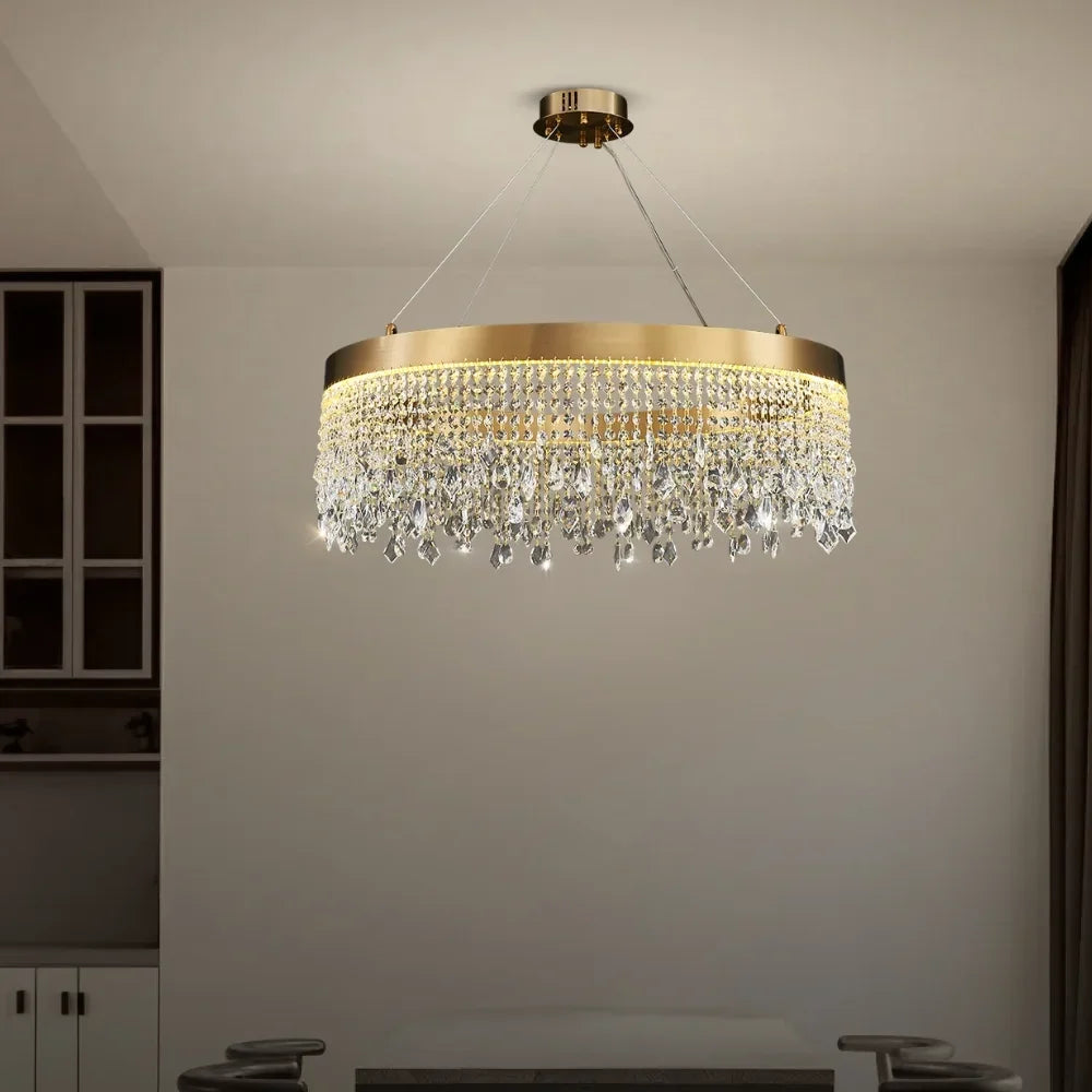 Zara Gold Crystal Chandelier for Living Room & Dining Room-Crystal Chandelier-Briglighting