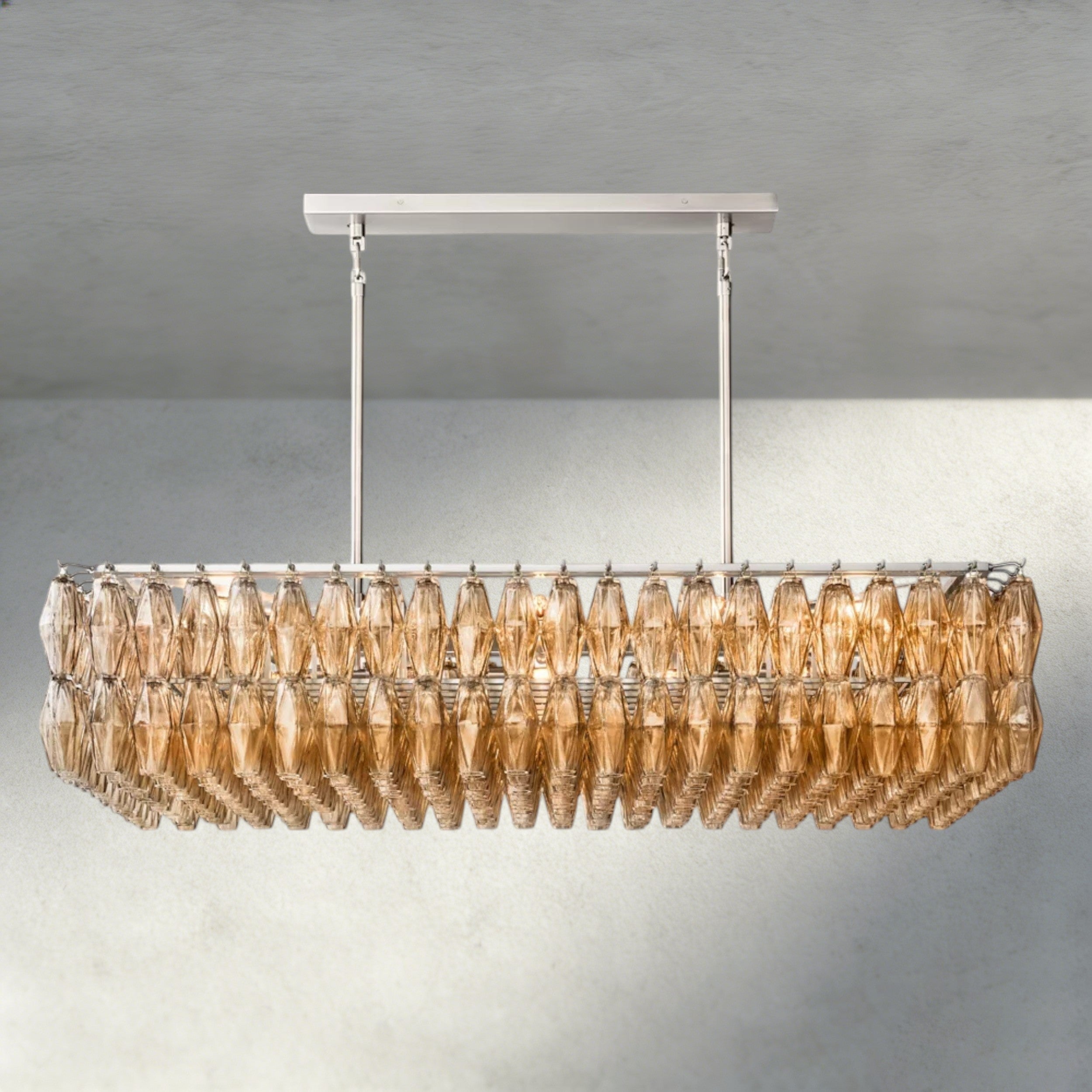 CHIARA CLEAR/ SMOKE GLASS RECTANGULAR CHANDELIER 54", 74"-chandelier-Briglighting