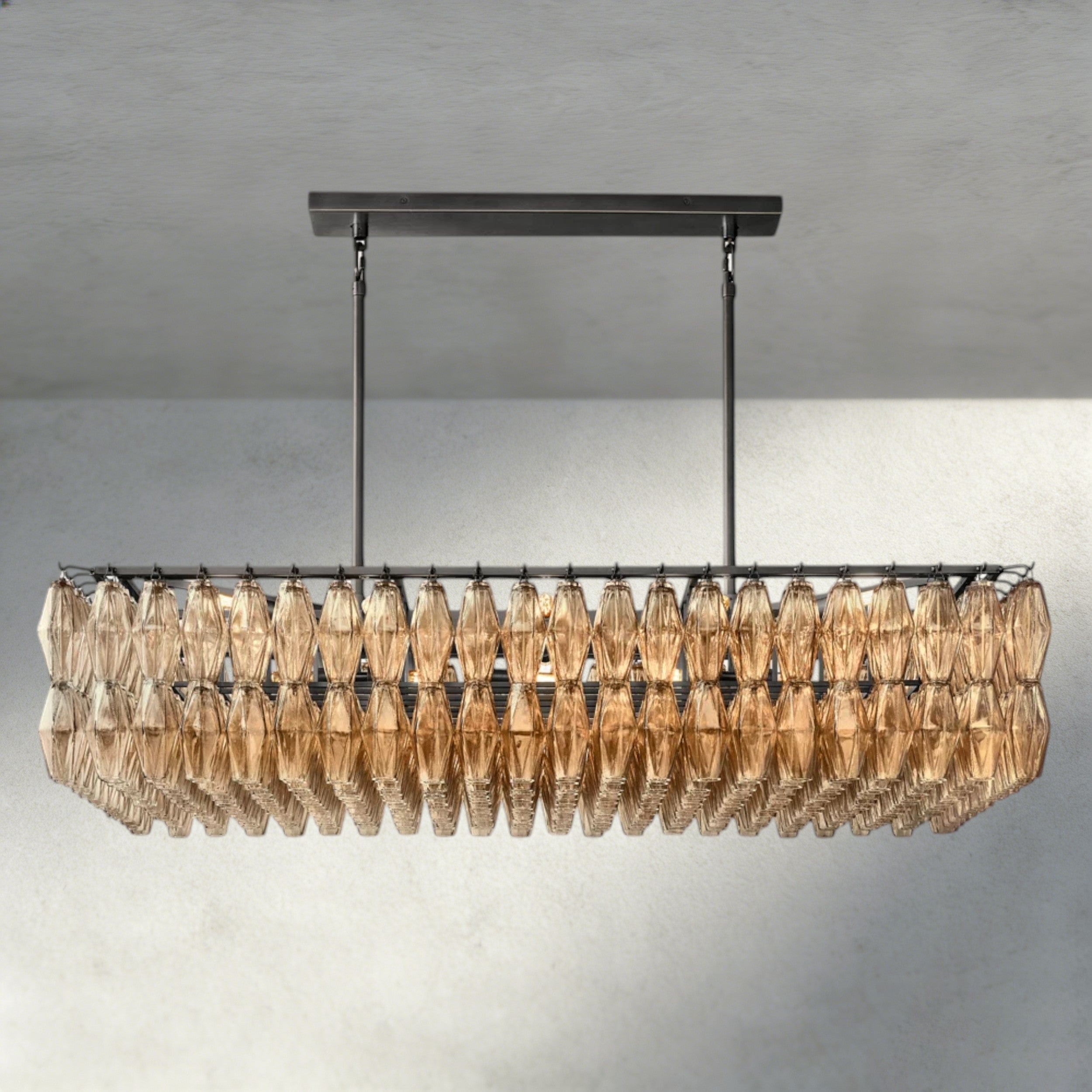 CHIARA CLEAR/ SMOKE GLASS RECTANGULAR CHANDELIER 54", 74"-chandelier-Briglighting