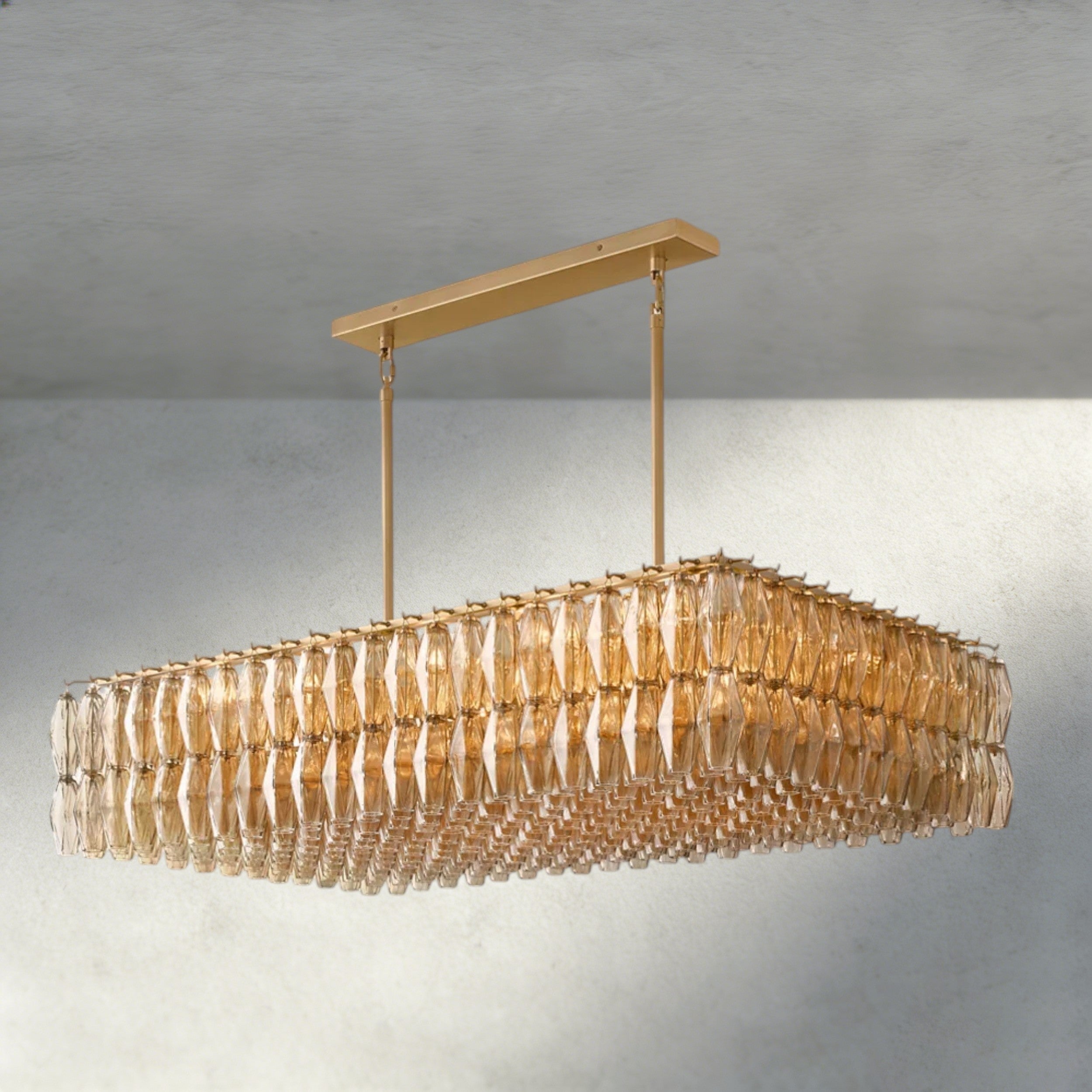 CHIARA CLEAR/ SMOKE GLASS RECTANGULAR CHANDELIER 54", 74"-chandelier-Briglighting