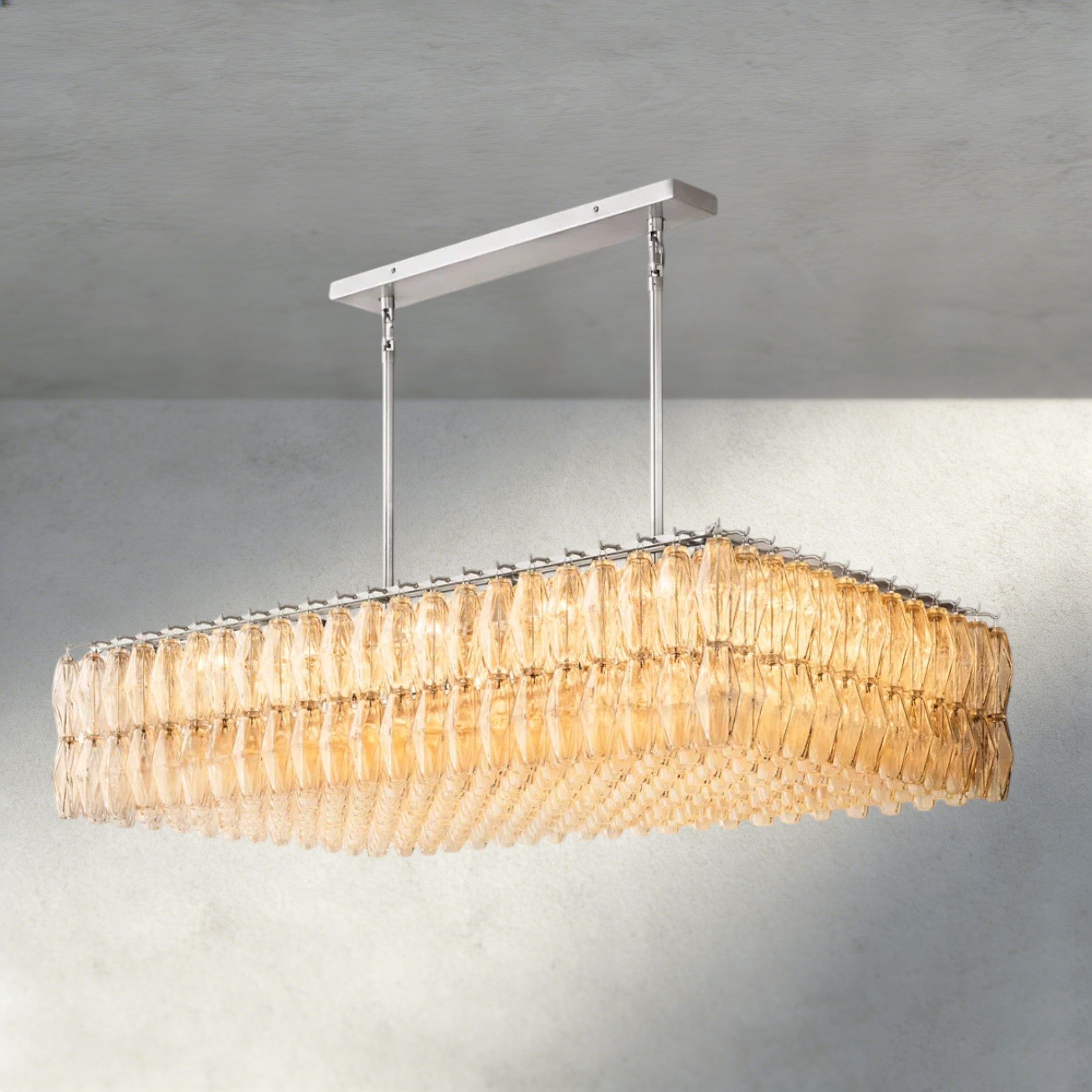 CHIARA CLEAR/ SMOKE GLASS RECTANGULAR CHANDELIER 54", 74"-chandelier-Briglighting