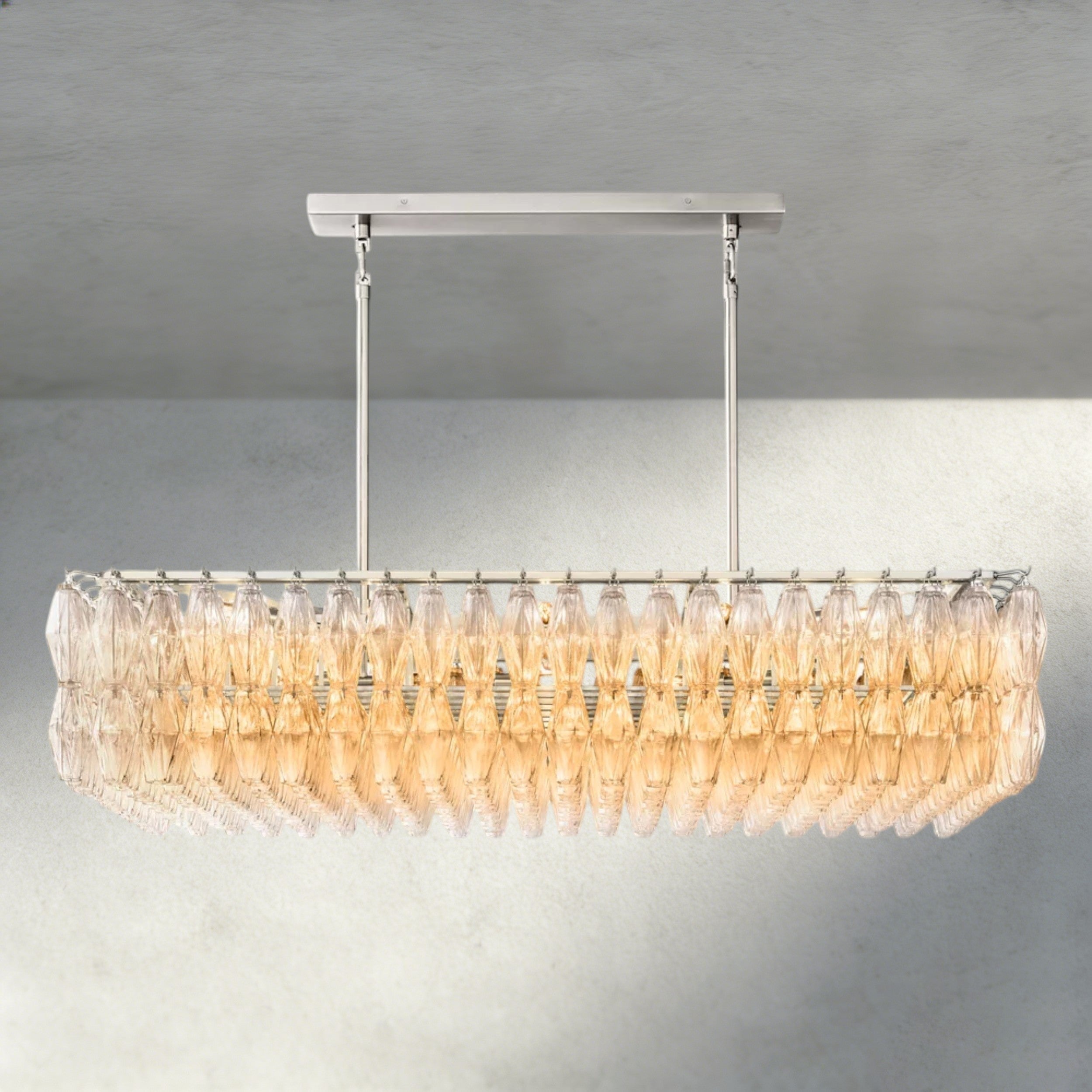 CHIARA CLEAR/ SMOKE GLASS RECTANGULAR CHANDELIER 54", 74"-chandelier-Briglighting