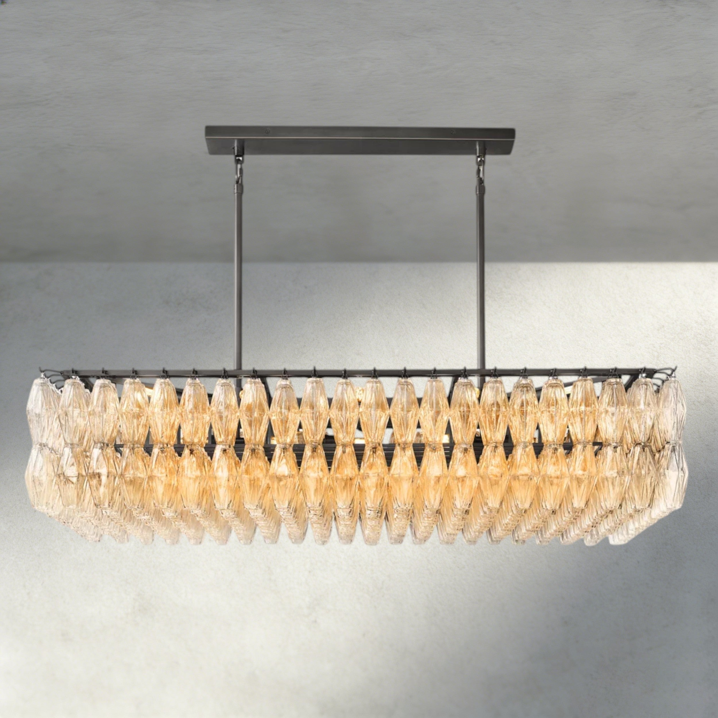 CHIARA CLEAR/ SMOKE GLASS RECTANGULAR CHANDELIER 54", 74"-chandelier-Briglighting
