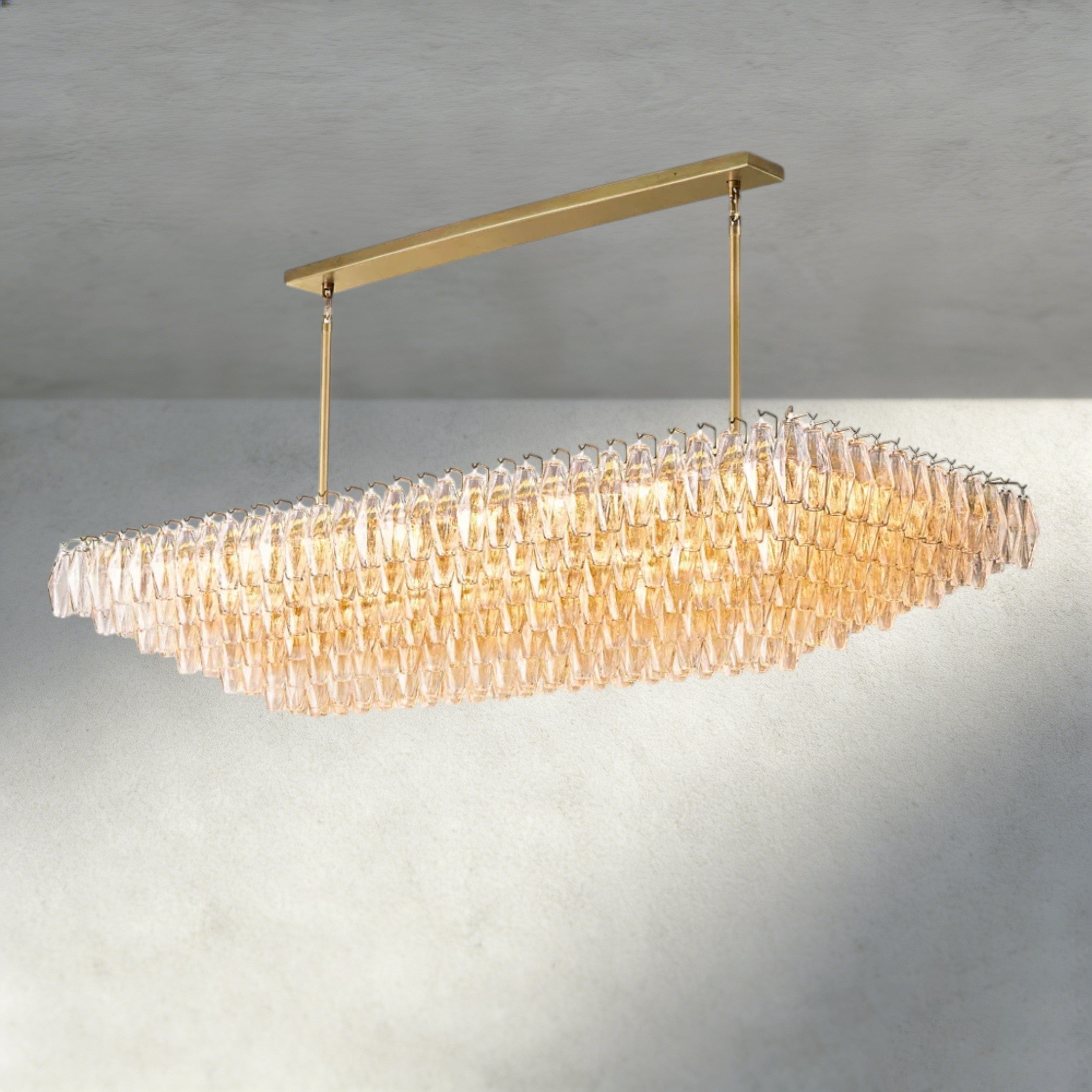 CHIARA CLEAR/ SMOKE GLASS TIERED RECTANGULAR CHANDELIER 54", 74"-chandelier-Briglighting