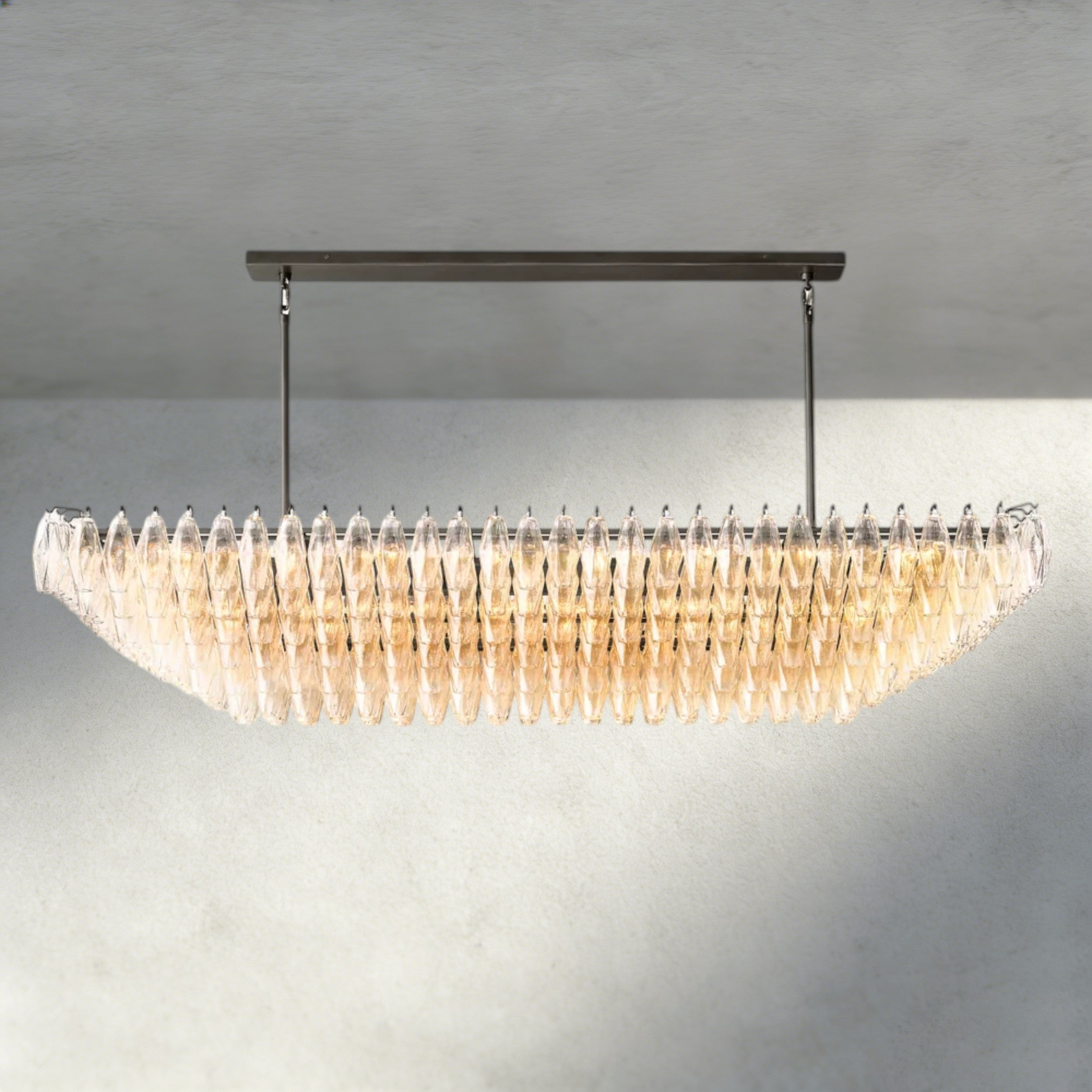 CHIARA CLEAR/ SMOKE GLASS TIERED RECTANGULAR CHANDELIER 54", 74"-chandelier-Briglighting