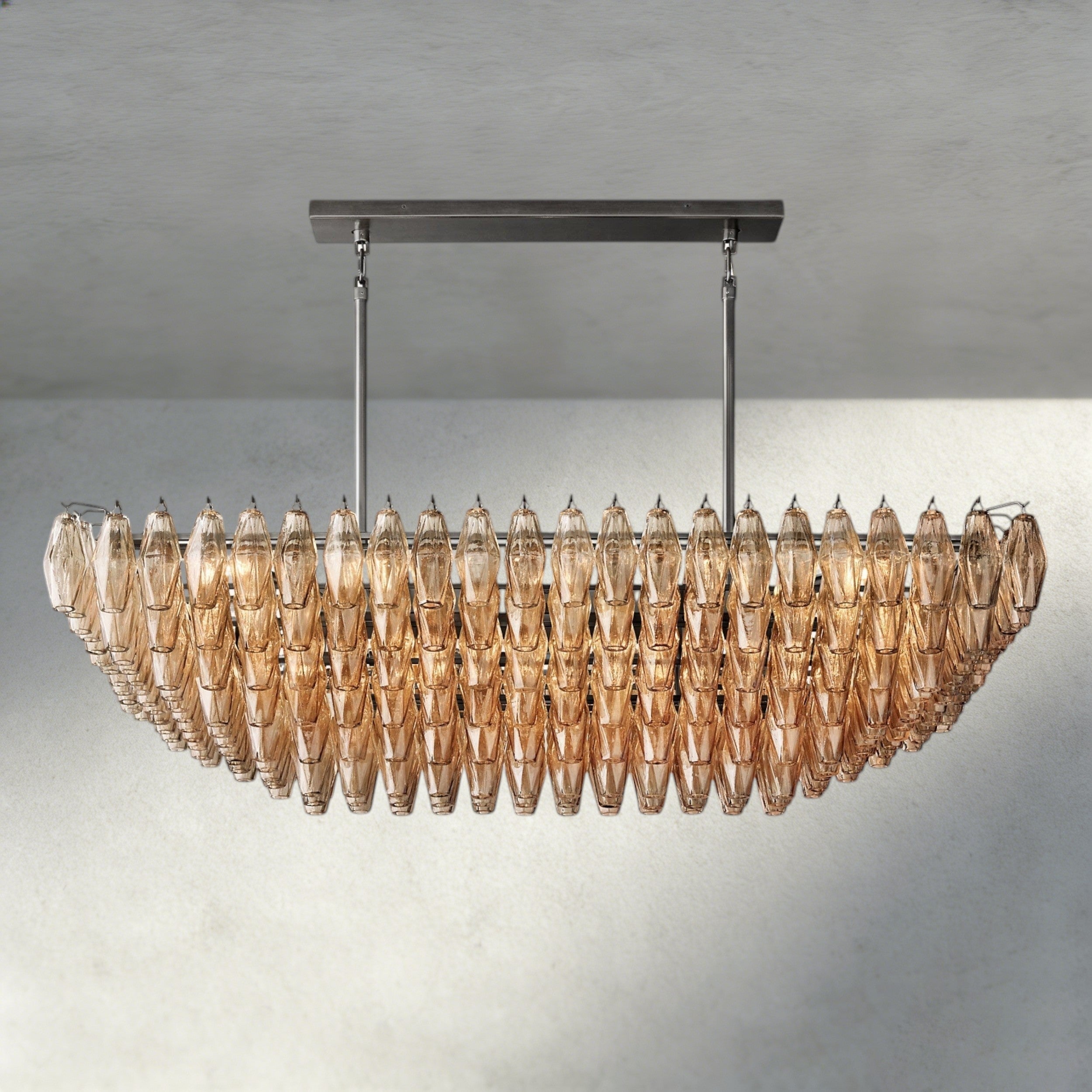 CHIARA CLEAR/ SMOKE GLASS TIERED RECTANGULAR CHANDELIER 54", 74"-chandelier-Briglighting