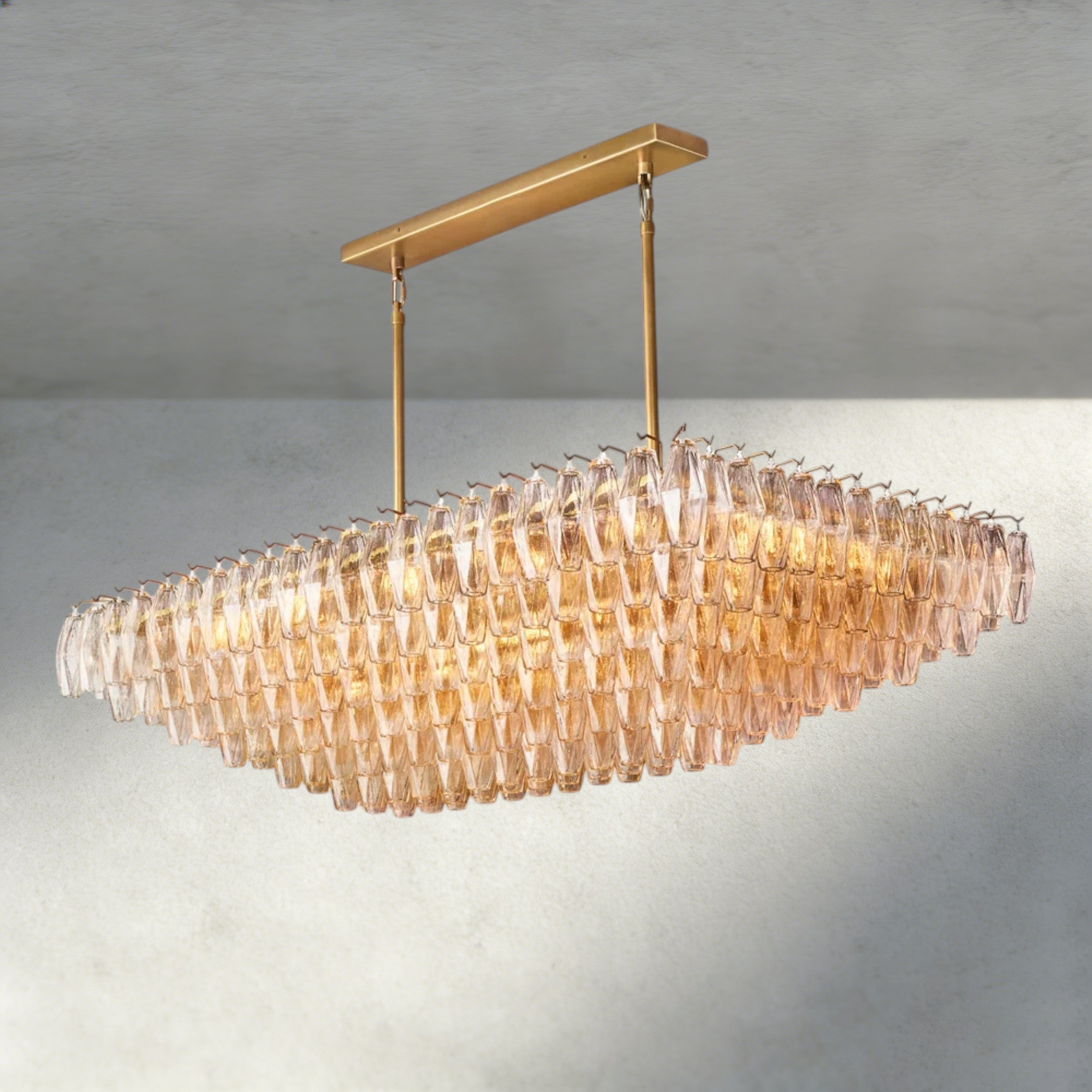 CHIARA CLEAR/ SMOKE GLASS TIERED RECTANGULAR CHANDELIER 54", 74"-chandelier-Briglighting