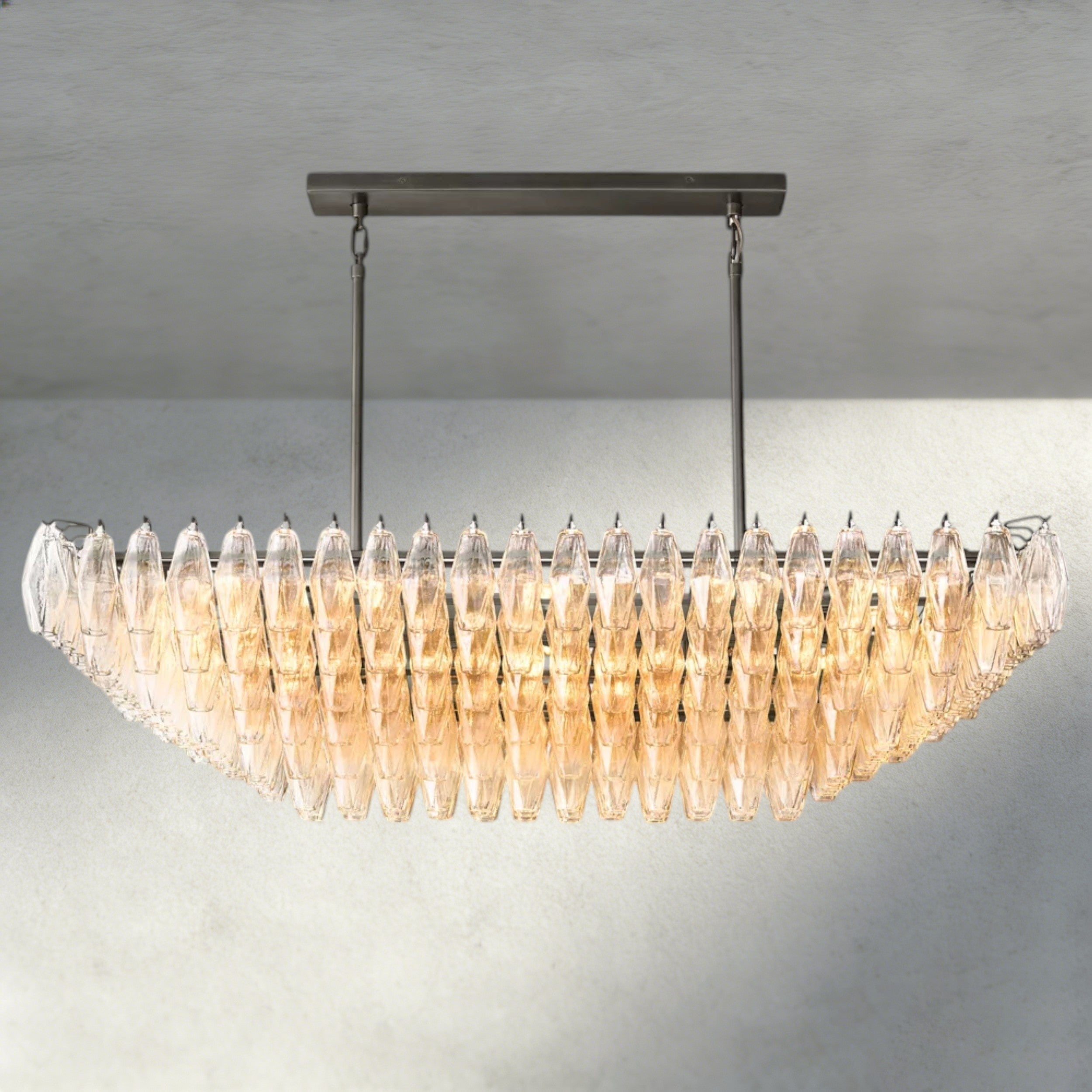 CHIARA CLEAR/ SMOKE GLASS TIERED RECTANGULAR CHANDELIER 54", 74"-chandelier-Briglighting