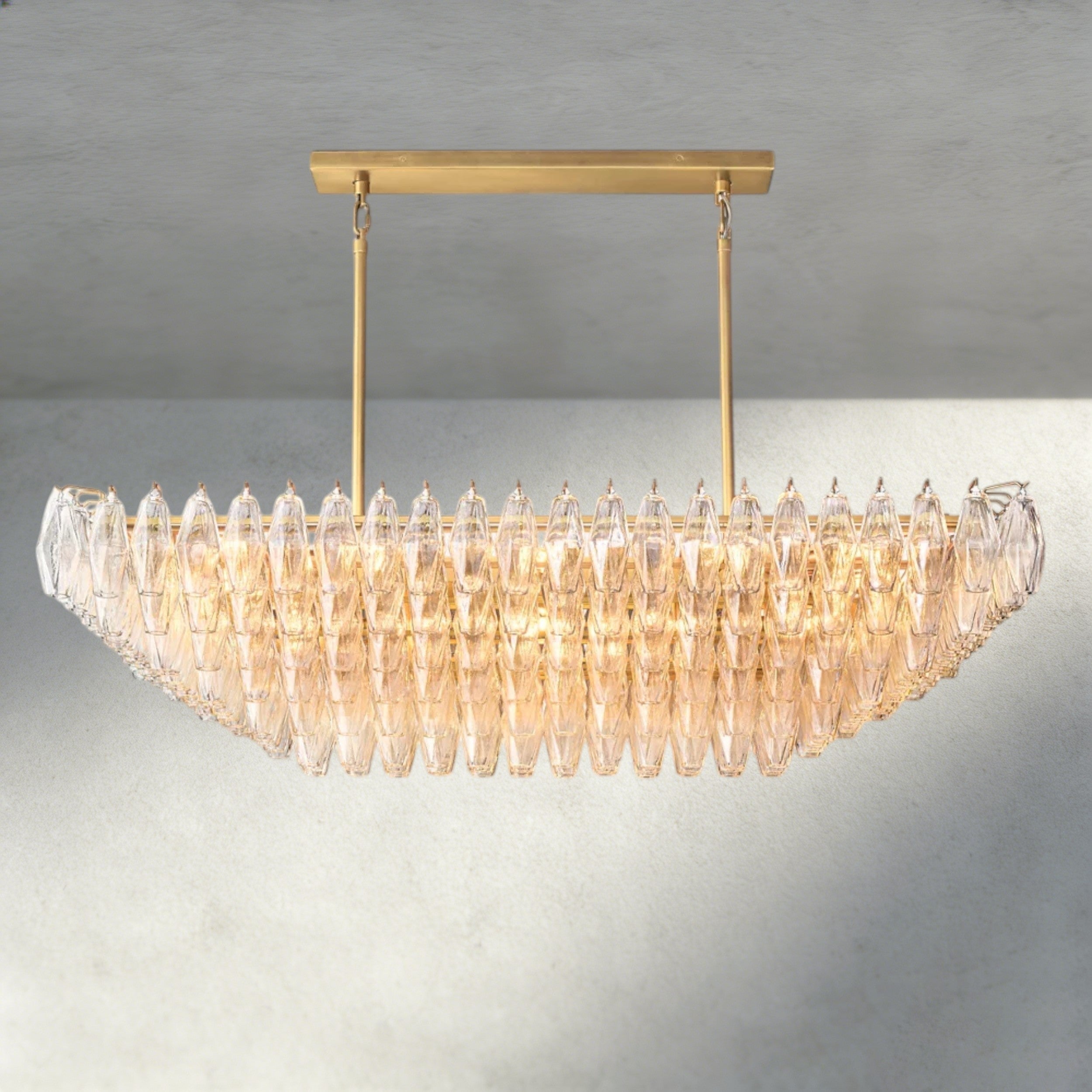 CHIARA CLEAR/ SMOKE GLASS TIERED RECTANGULAR CHANDELIER 54", 74"-chandelier-Briglighting