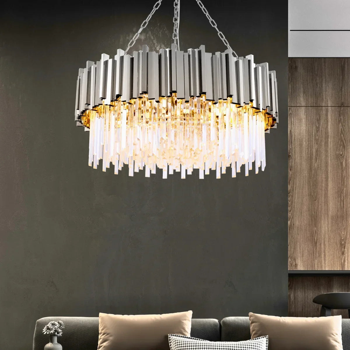 Astra Gold/Chrome Crystal Chandelier for Living Room & Dining Room-Crystal Chandelier-Briglighting