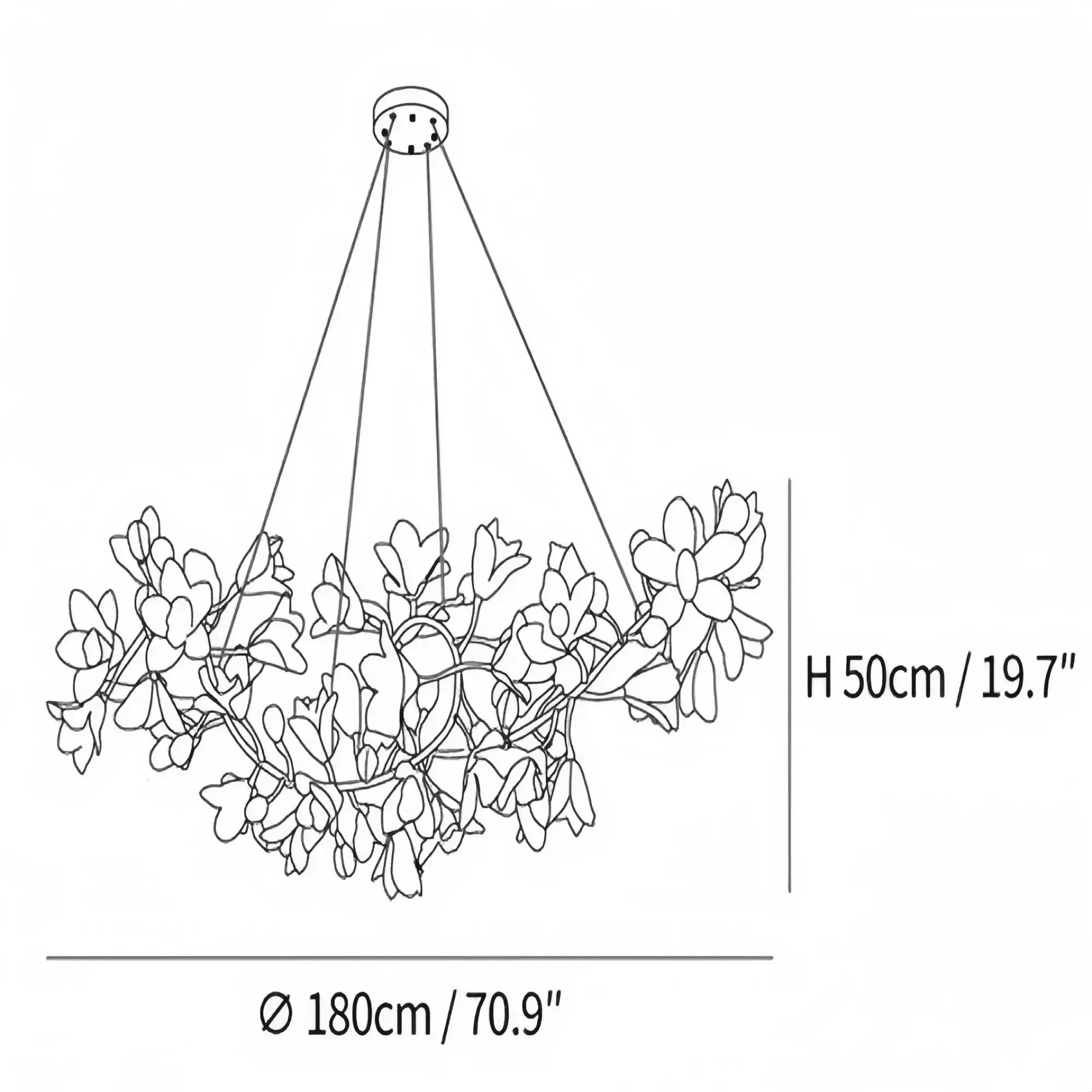 Circular Blossom Chandelier - L 47.2″(120cm) x W 15.7″(40cm) x H 17.7″ (45cm)-Briglighting