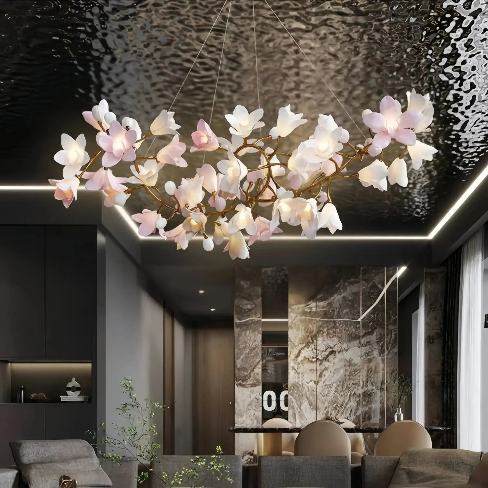 Circular Blossom Chandelier - L 47.2″(120cm) x W 15.7″(40cm) x H 17.7″ (45cm)-Briglighting