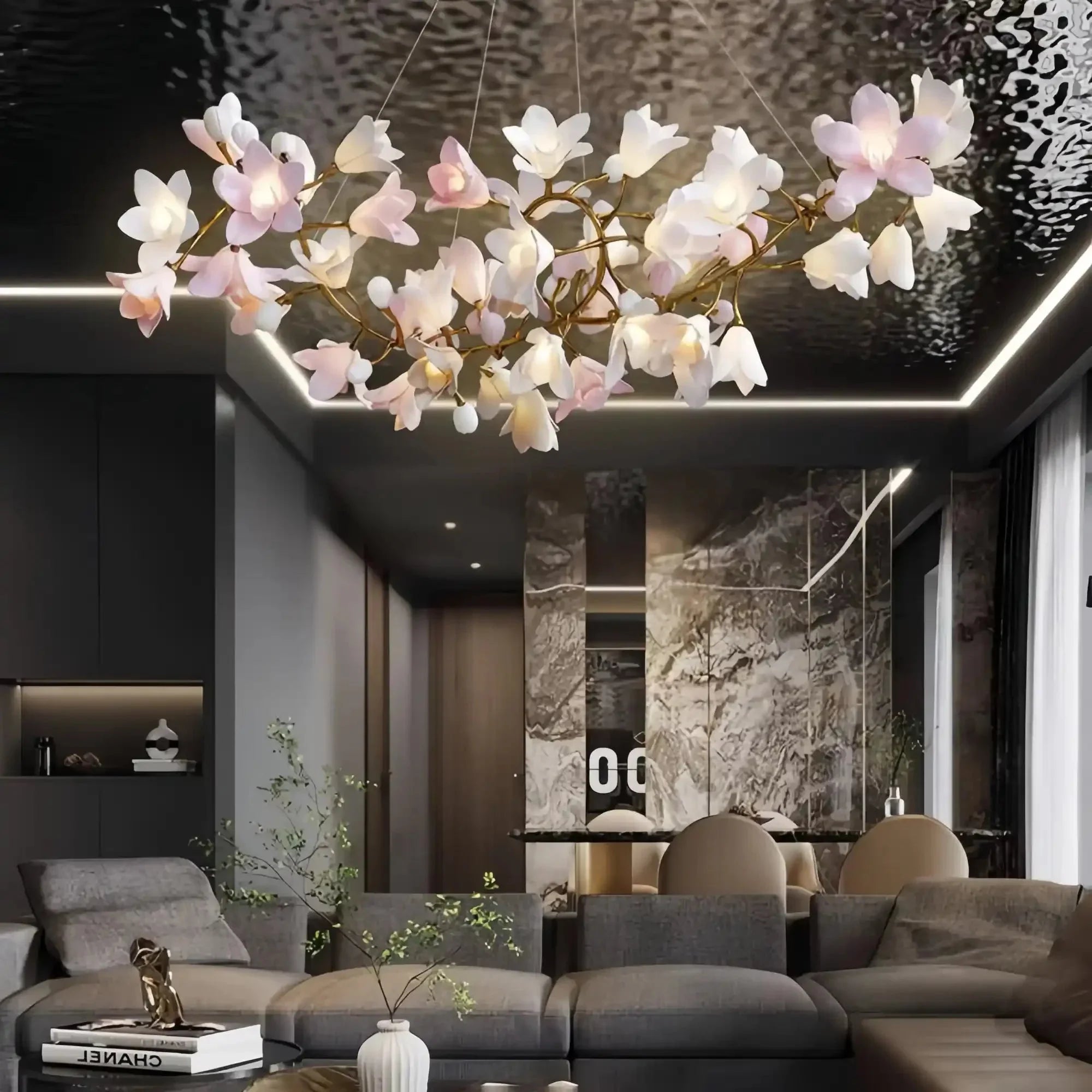 Circular Blossom Chandelier - L 47.2″(120cm) x W 15.7″(40cm) x H 17.7″ (45cm)-Briglighting