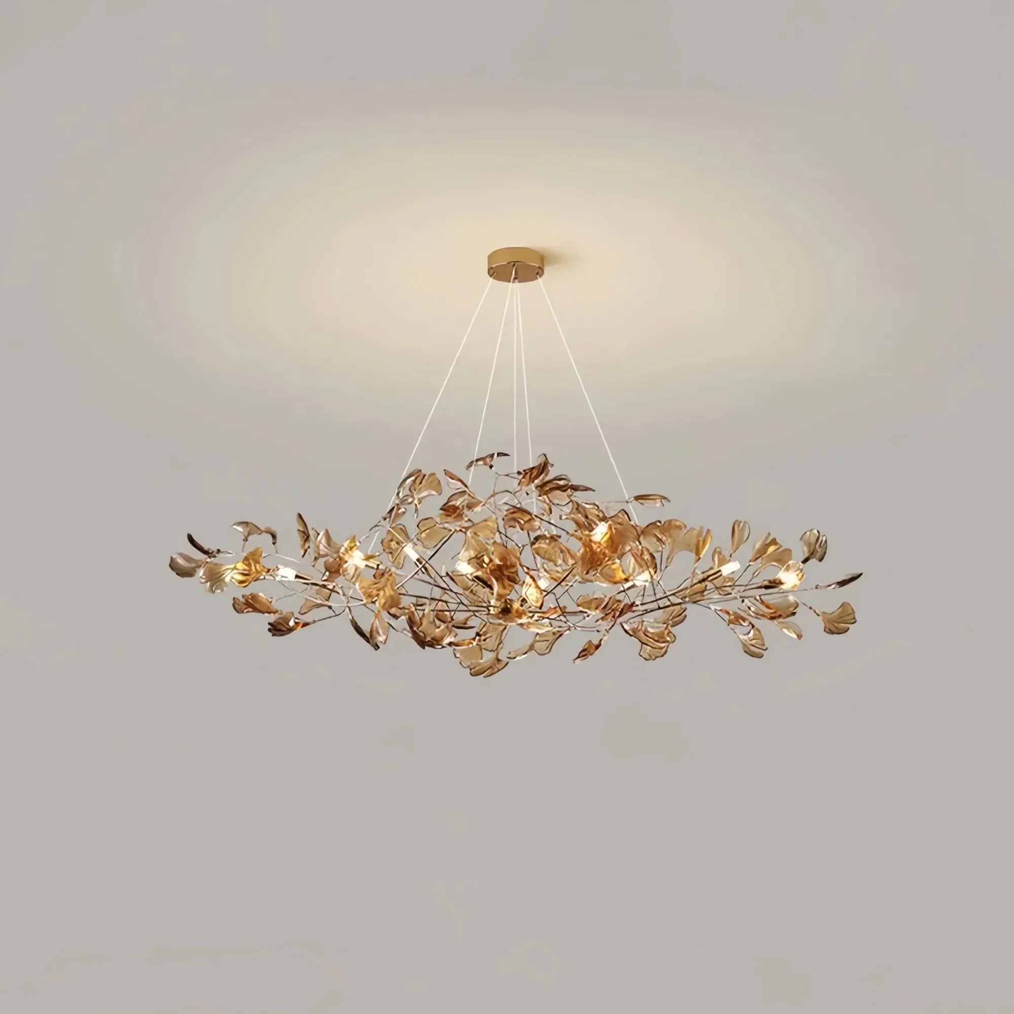 Colorful Glass Ginkgo Leaf Chandelier - Size A: 31.5″ LSapphireBriglighting