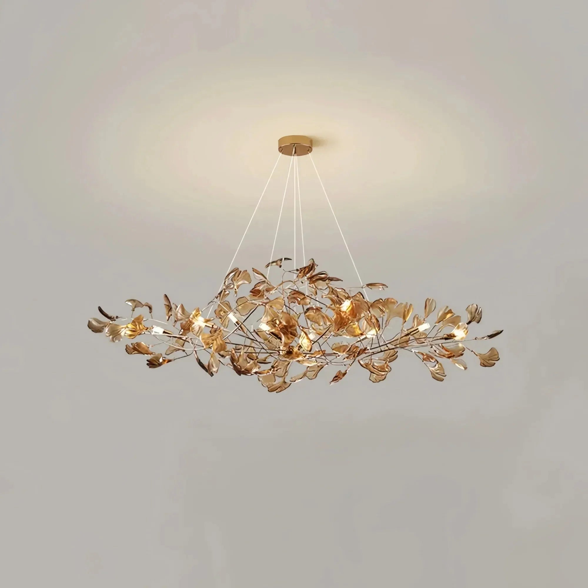 Colorful Glass Ginkgo Leaf Chandelier - Size A: 31.5″ LSapphireBriglighting