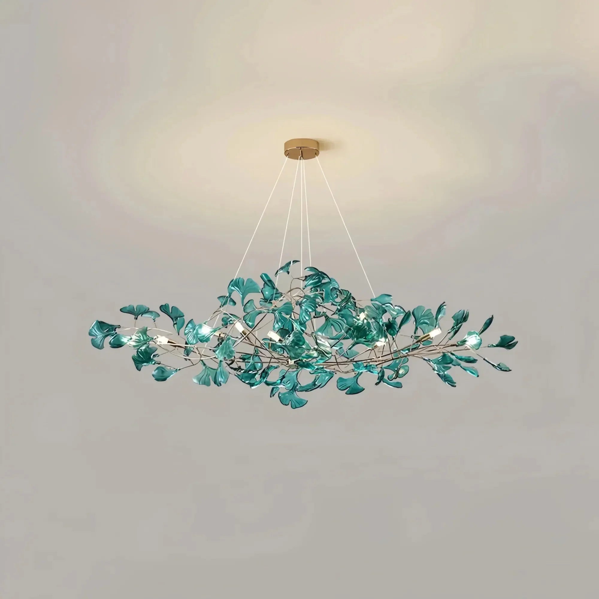 Colorful Glass Ginkgo Leaf Chandelier - Size A: 31.5″ LSapphireBriglighting
