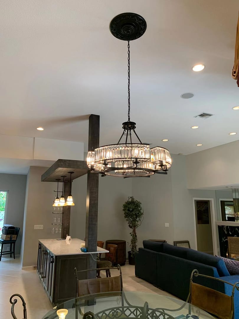 Decorative 6/ 8/ 10/ 12-Light Crystal Ceiling Chandelier Triangular Prism Island Light Fixture Metal Shade for Living Room-Briglighting
