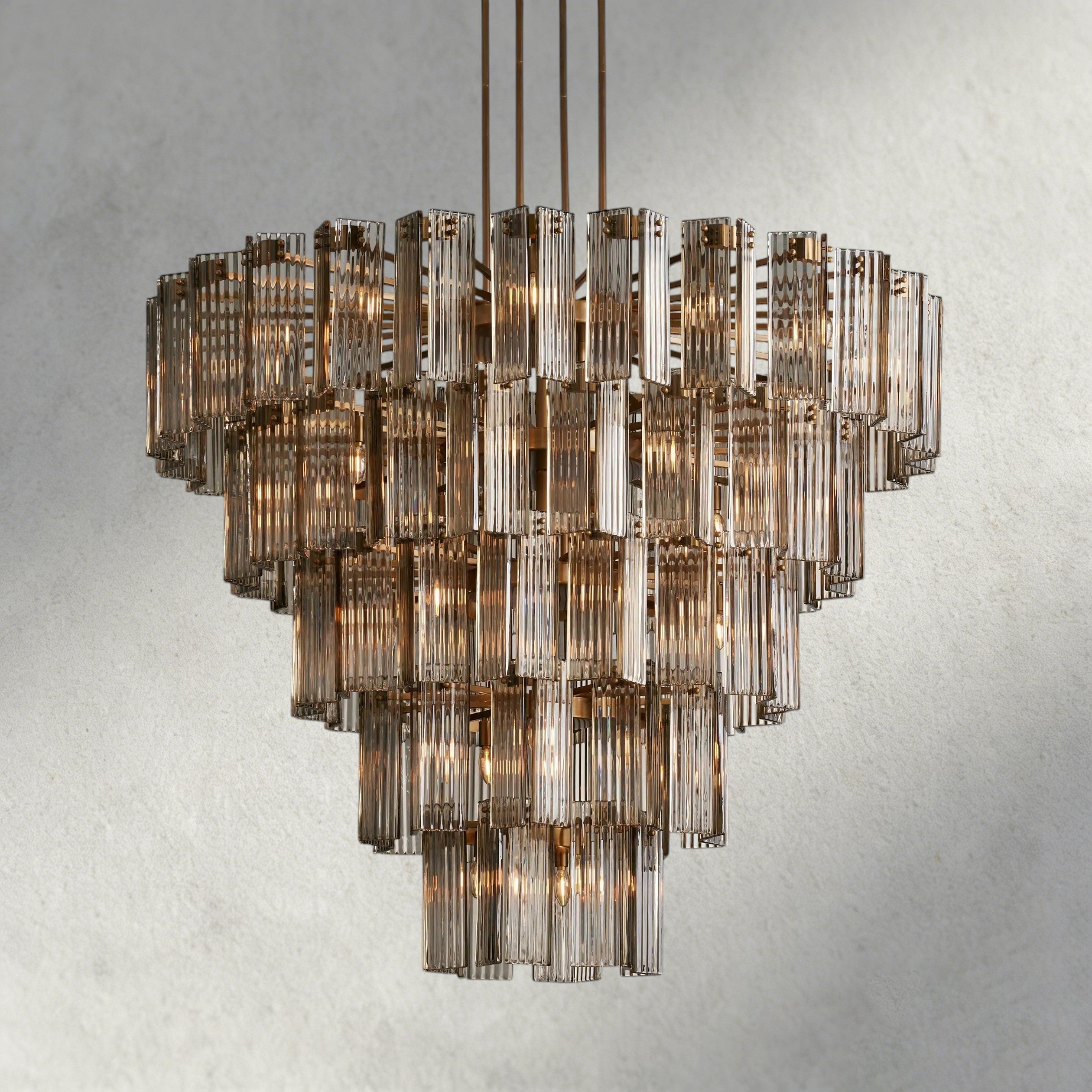 60" / Brass / Smoke Delsie Round Chandelier 38", 48", 60"