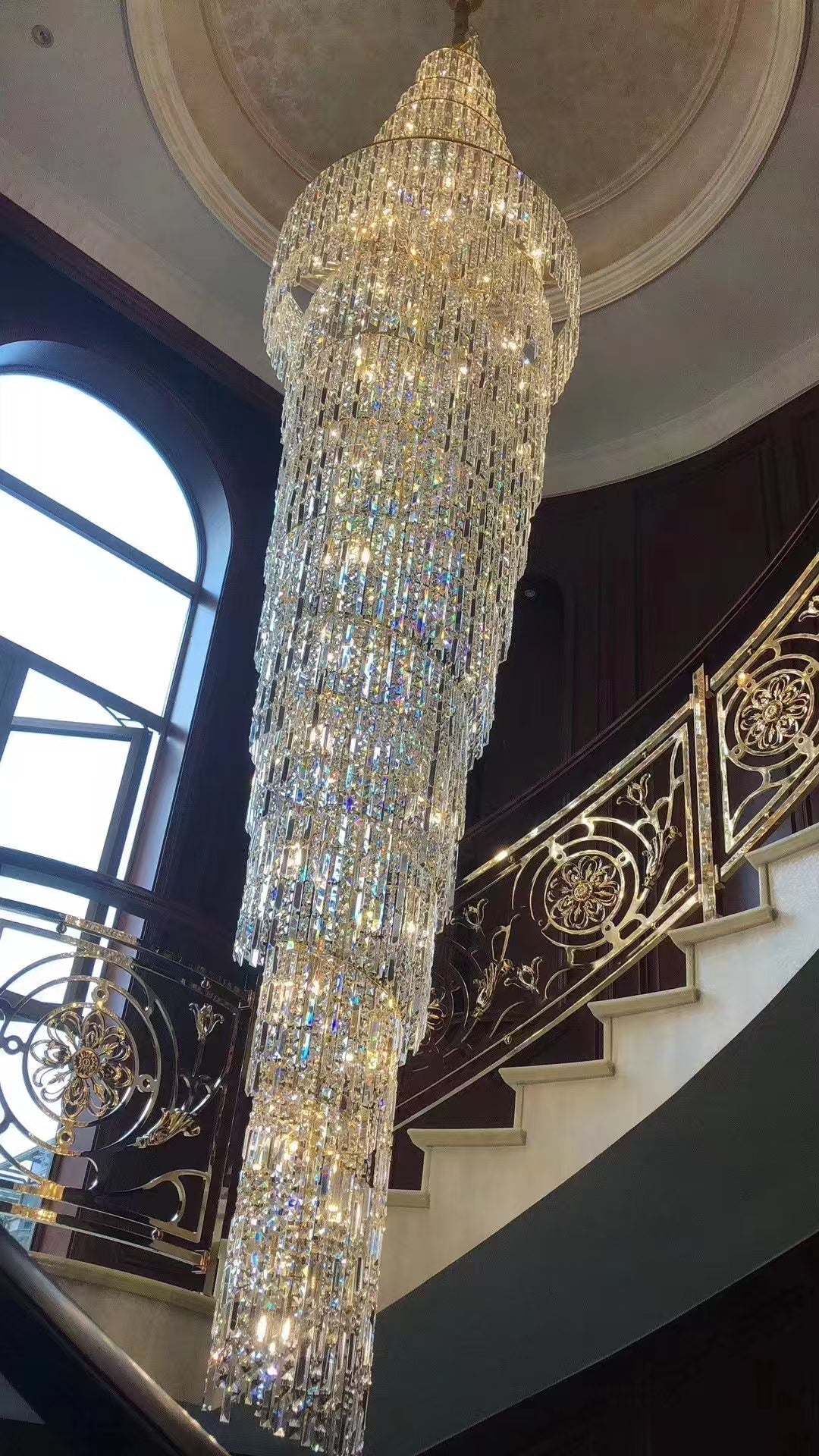 Luxury Spiral Crystal Chandelier for High-ceiling/Foyer/Staircase-Chandeliers-Briglighting