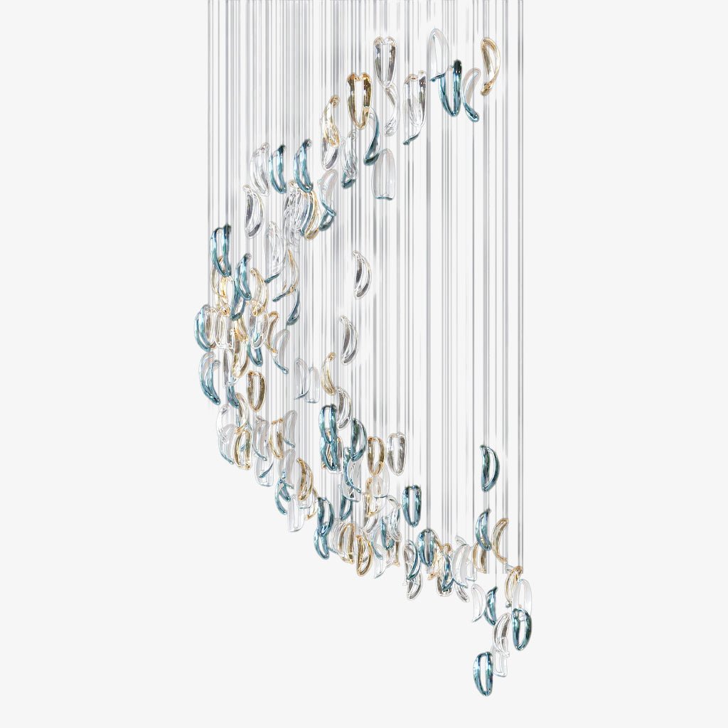 Designer Aqua Ripple Glass Art Customize Chandelier-Chandelier-Briglighting