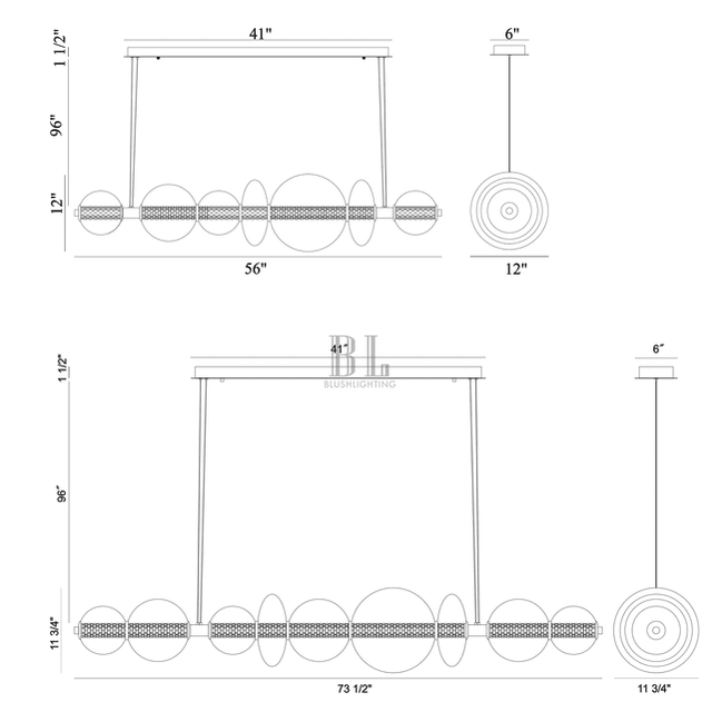 Echelon Linear Chandelier - ChromeClear56”Briglighting