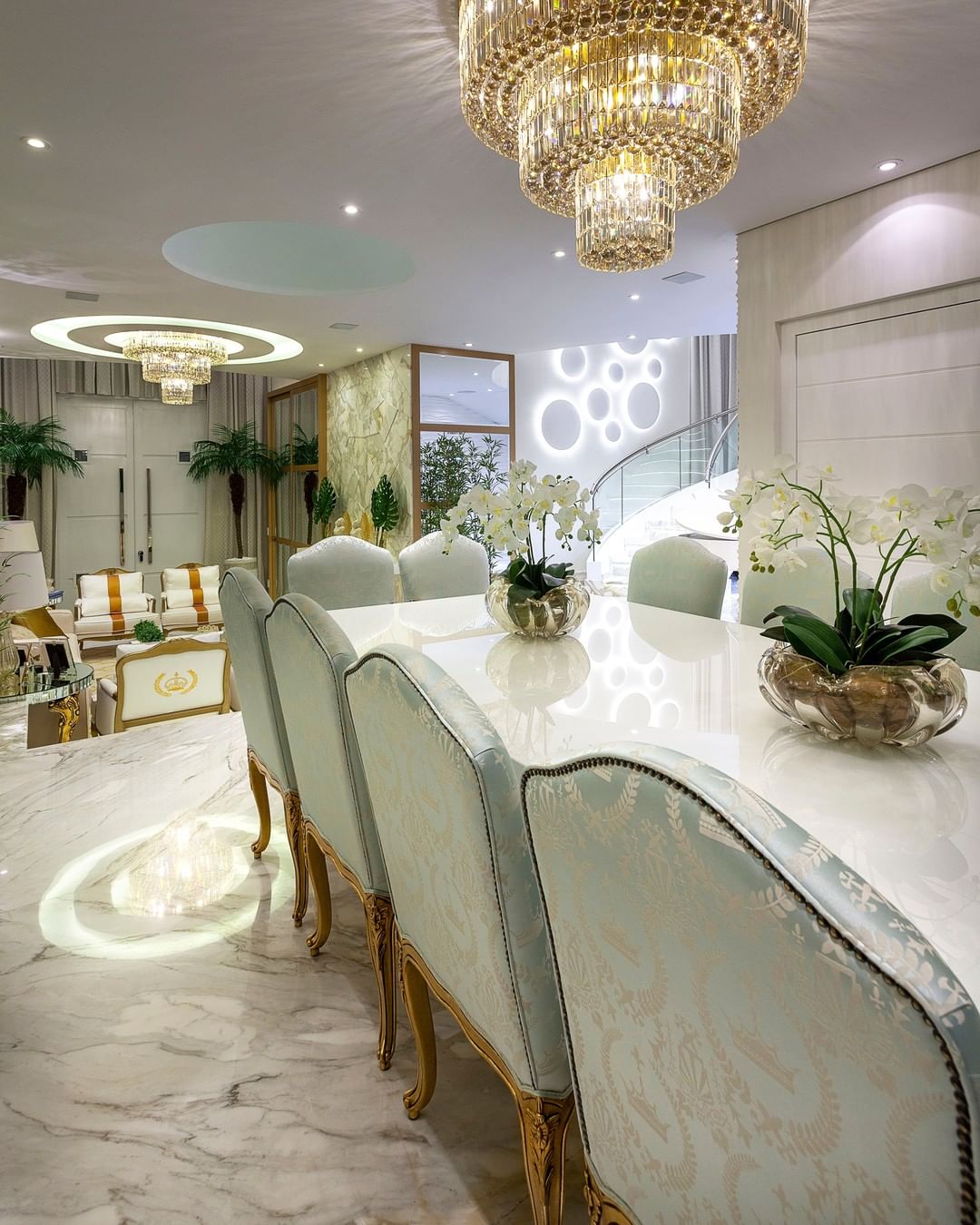 Extra Large Gold Flush Mount Crystal Light Round 3-layers Decorative Living Room/Dining Room Light Fixture-Chandeliers-Briglighting