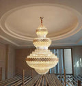 Extra Large Multi - layers Gold Luxury Crystal Chandelier Modern Empire Decrative Crystal Light For Living Room/Foyer/Staircase - D31.5"*H47.2"Warm LightBriglighting