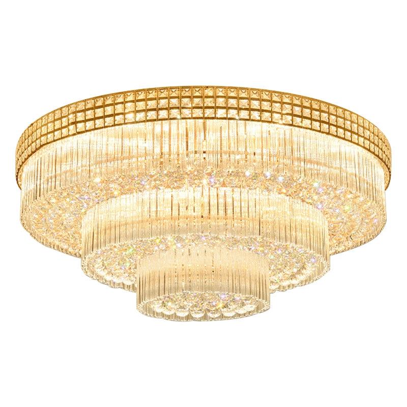 Extra Large Three Layers Round Luxury Flush Mounted Crystal Chandelier for Living Room-Briglighting