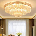 Extra Large Three Layers Round Luxury Flush Mounted Crystal Chandelier for Living Room-Briglighting