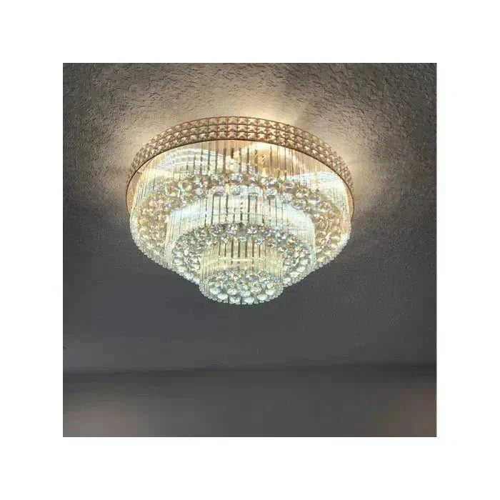 Extra Large Three Layers Round Luxury Flush Mounted Crystal Chandelier for Living Room-Briglighting
