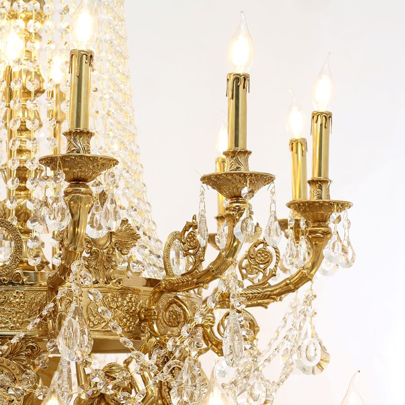 51X67 Inch 42 Lights Big French Empire Brass and Crystal Chandelier for Foyer-Briglighting