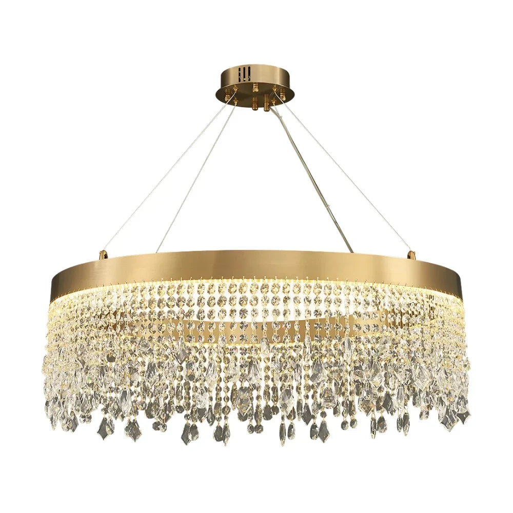 Zara Gold Crystal Chandelier for Living Room & Dining Room-Crystal Chandelier-Briglighting