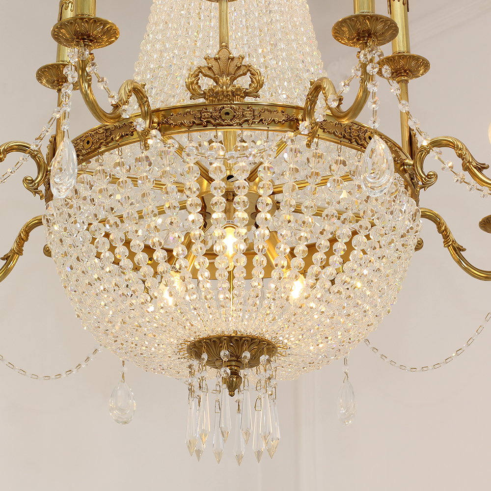 33X33 Inch French Empire Brass and Crystal Chandelier-Briglighting