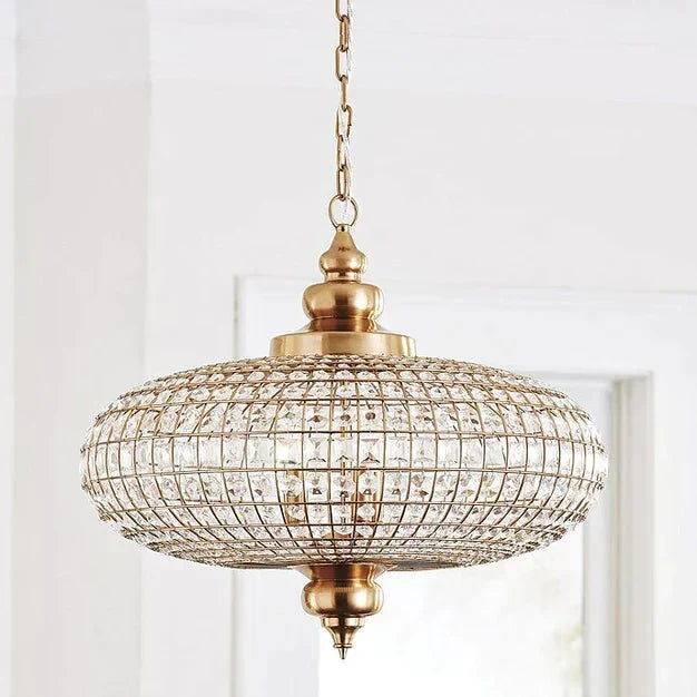 French Empire Vintage Bead Ellipsoid Crystal Chandelier for Living Room/Bedroom - 6 Lights/D25"*H20"/12.3kgDark BronzeWarm LightBriglighting