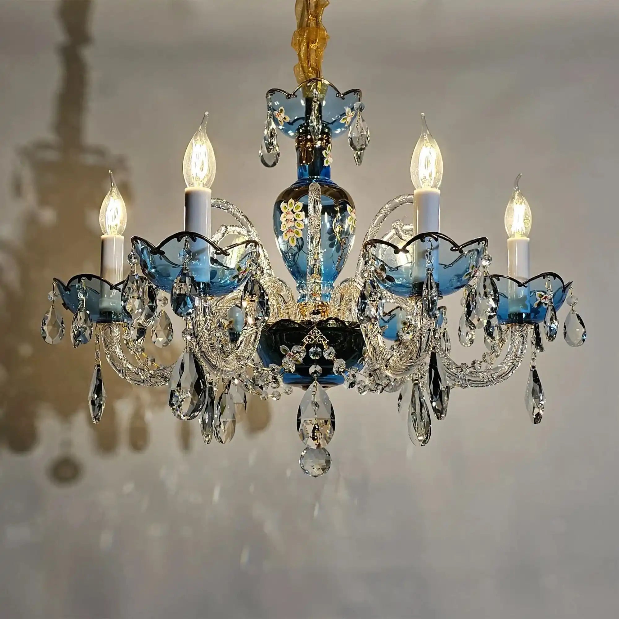 French Romantic Blue Crystal Designer Chandelier for Bedroom/Living Room/Dining Room