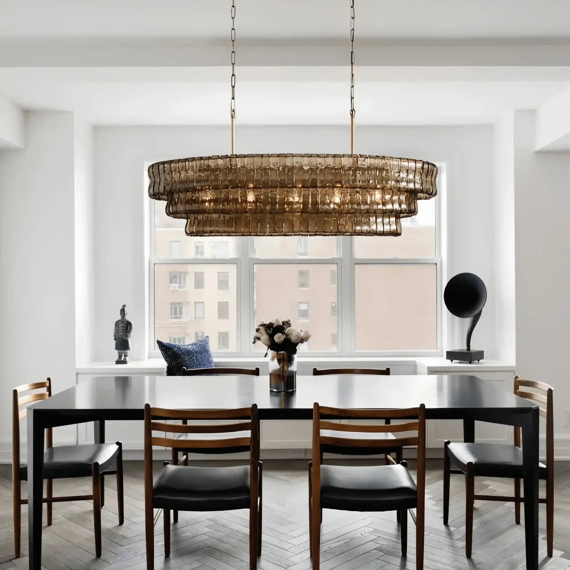 Ghiaccio Glass Oval Chandelier 54''65''-Briglighting
