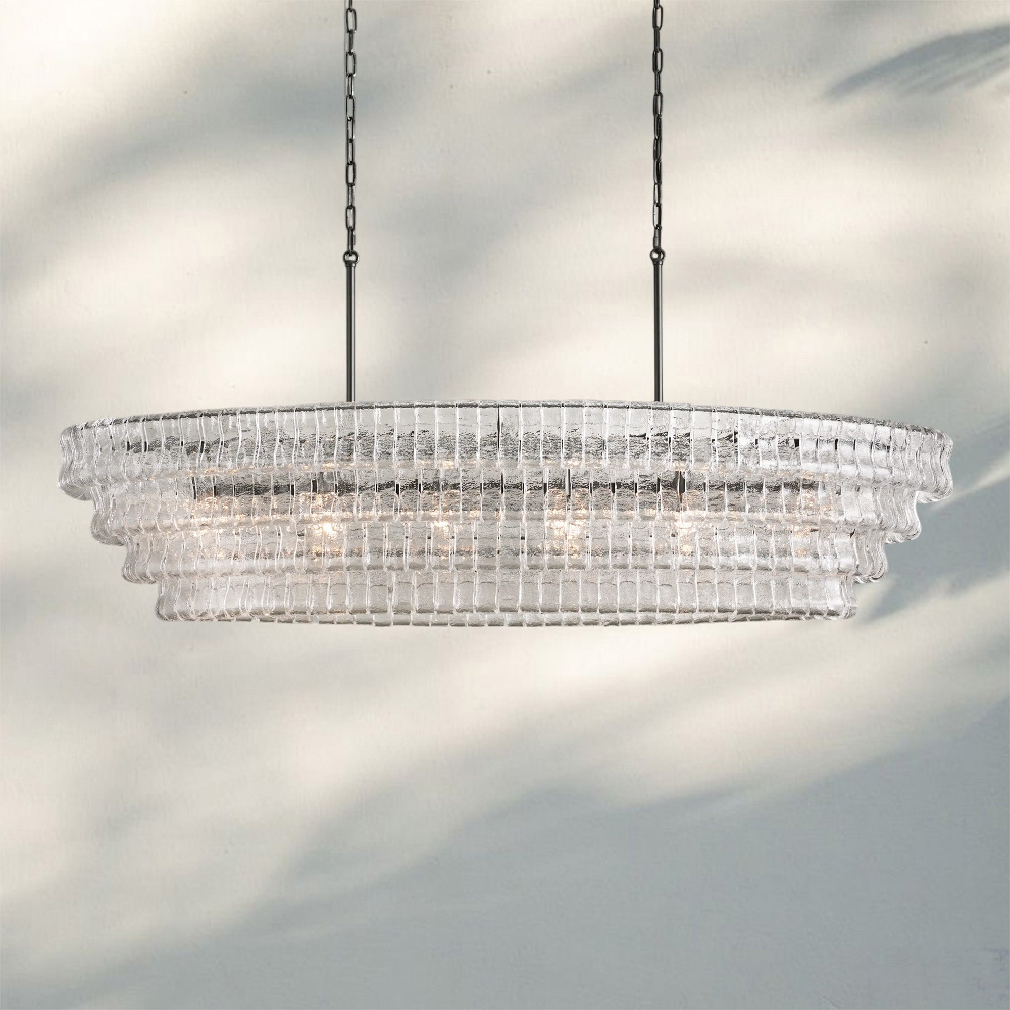Ghiaccio Glass Oval Chandelier 54''65''-Briglighting