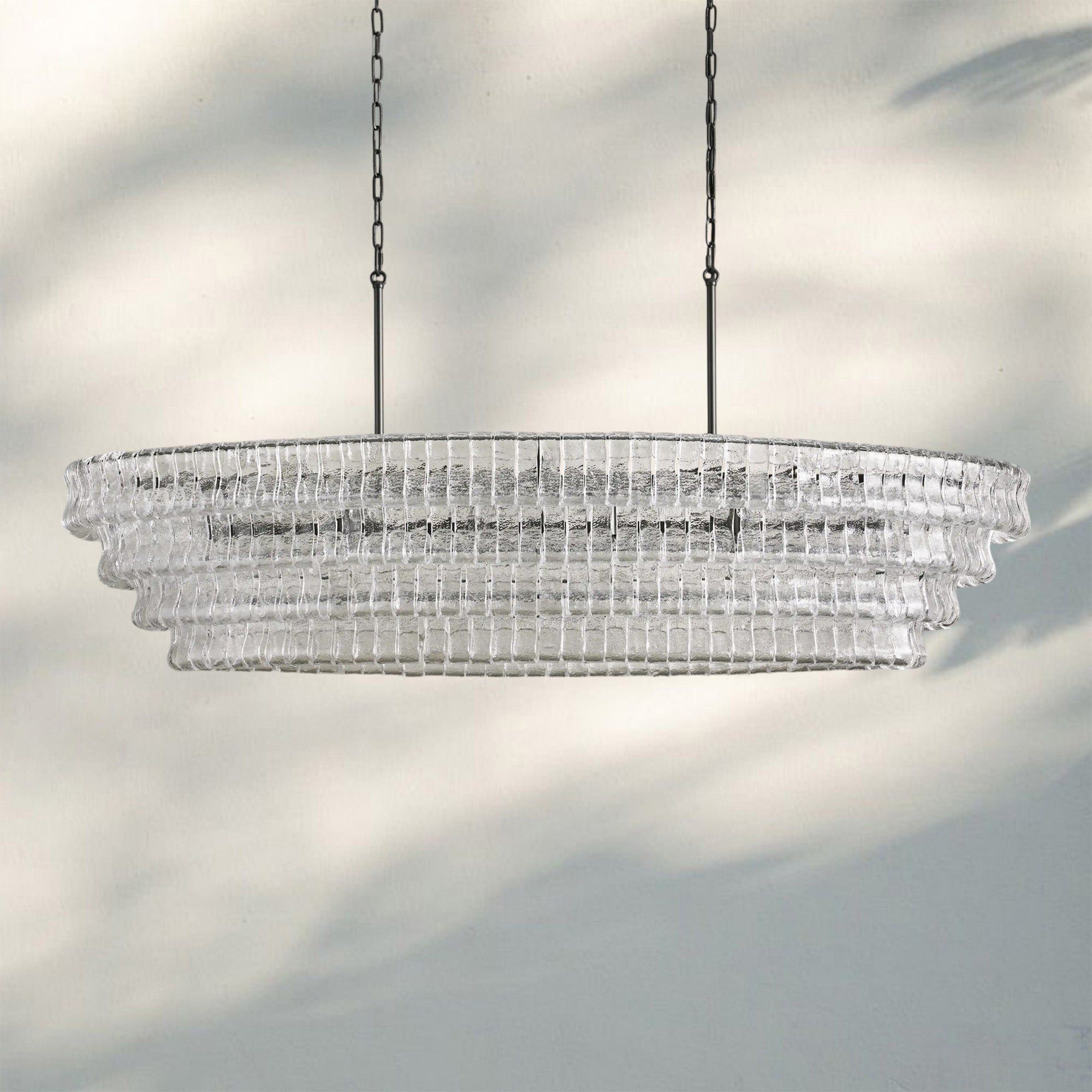 Ghiaccio Glass Oval Chandelier 54''65''-Briglighting