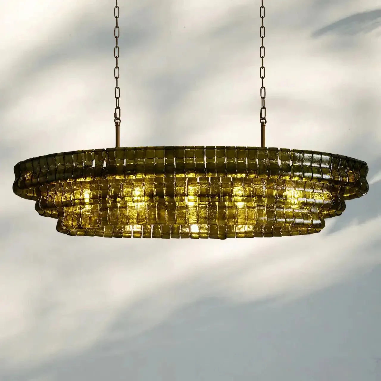 Ghiaccio Glass Oval Chandelier 54''65''-Briglighting