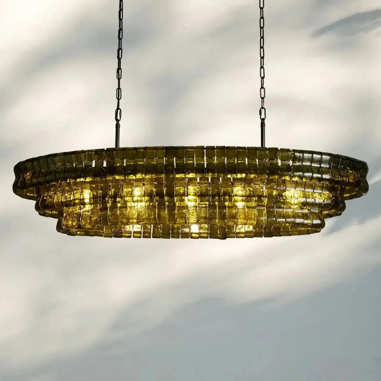 Ghiaccio Glass Oval Chandelier 54''65''-Briglighting