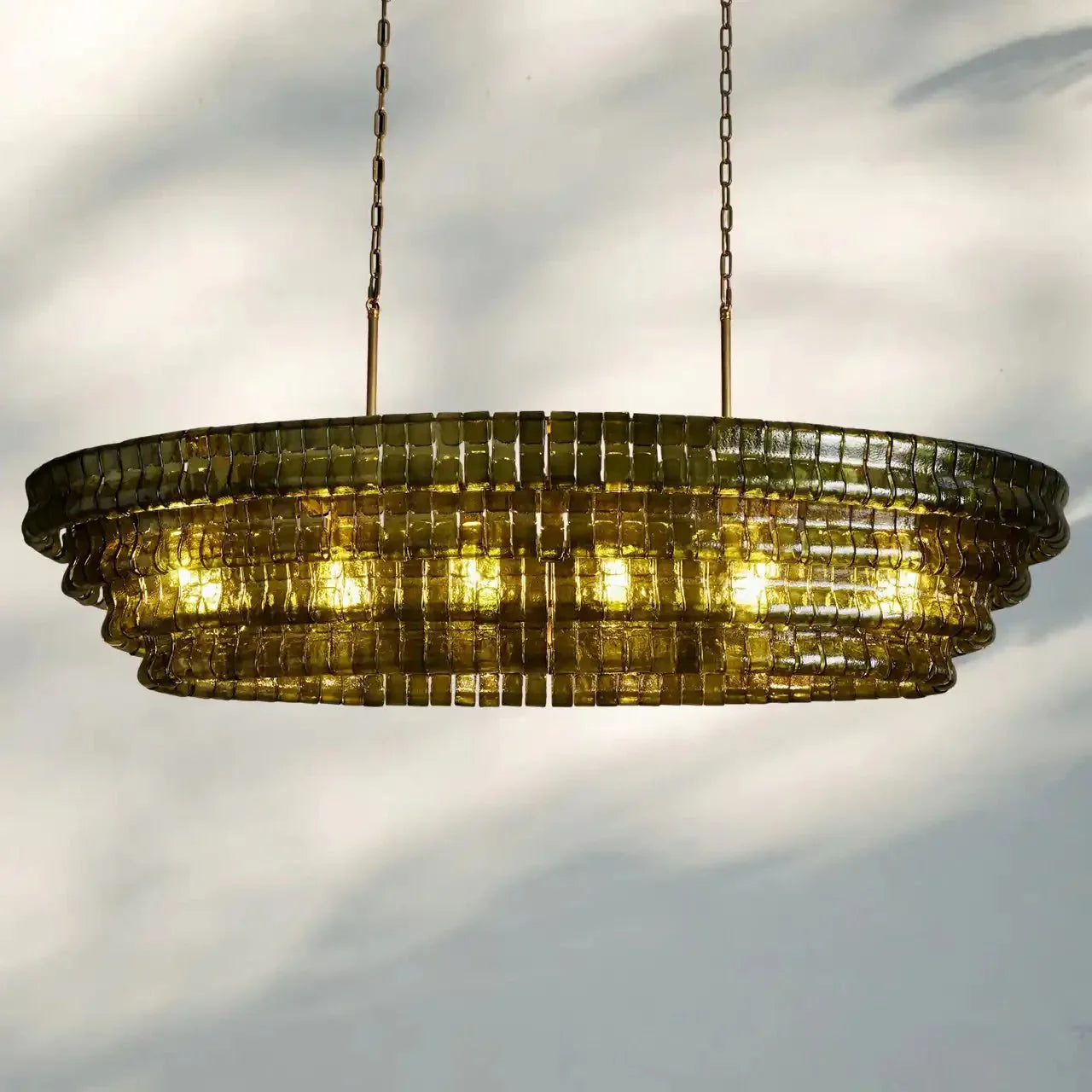 Ghiaccio Glass Oval Chandelier 54''65''-Briglighting