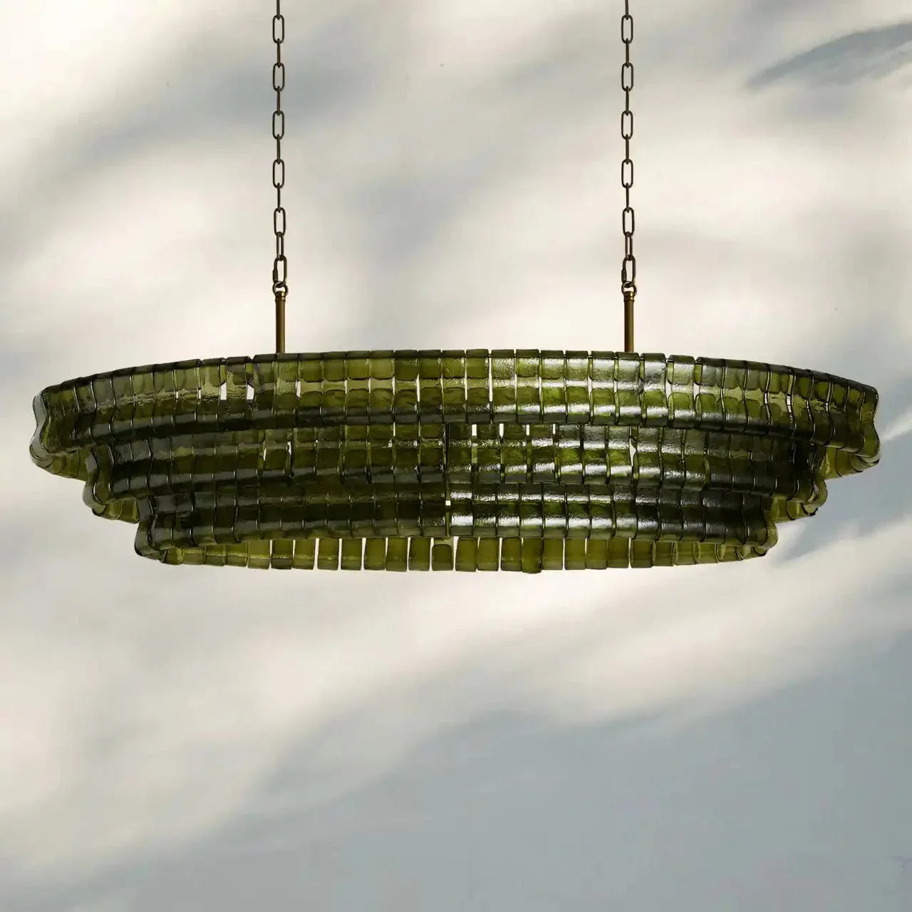 Ghiaccio Glass Oval Chandelier 54''65''-Briglighting