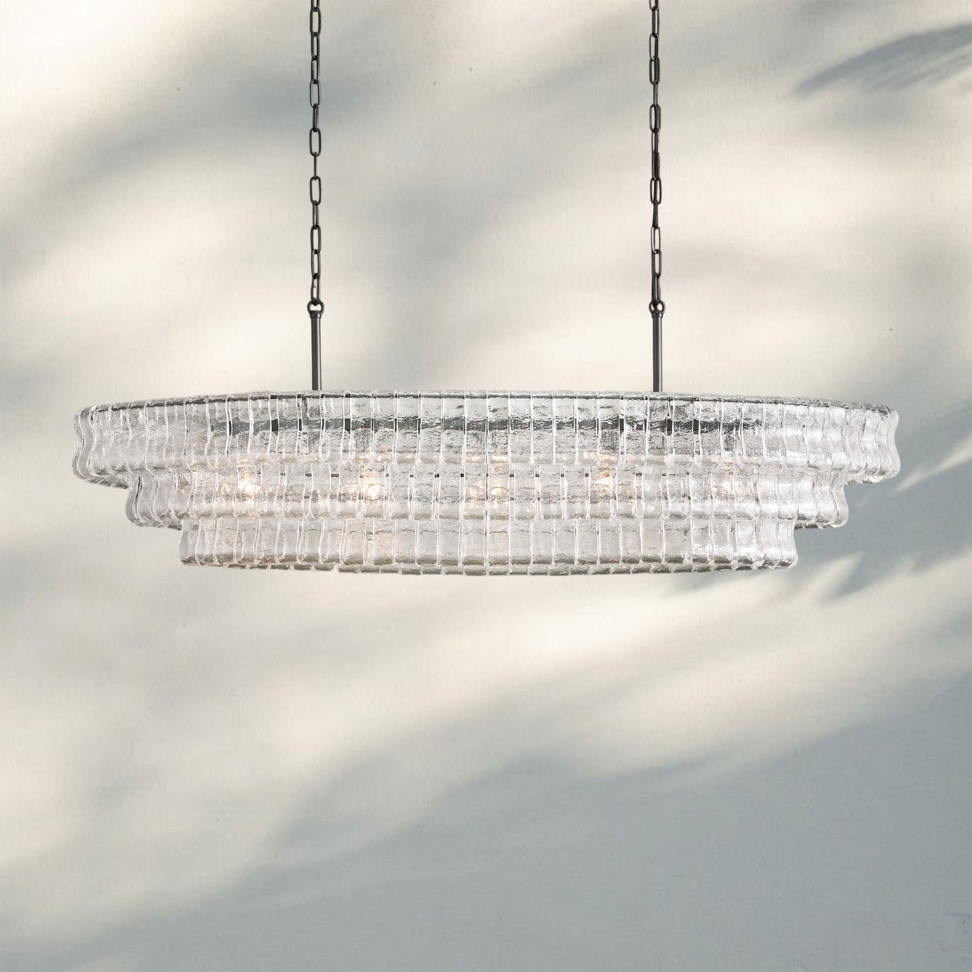 Ghiaccio Glass Oval Chandelier 54''65''-Briglighting