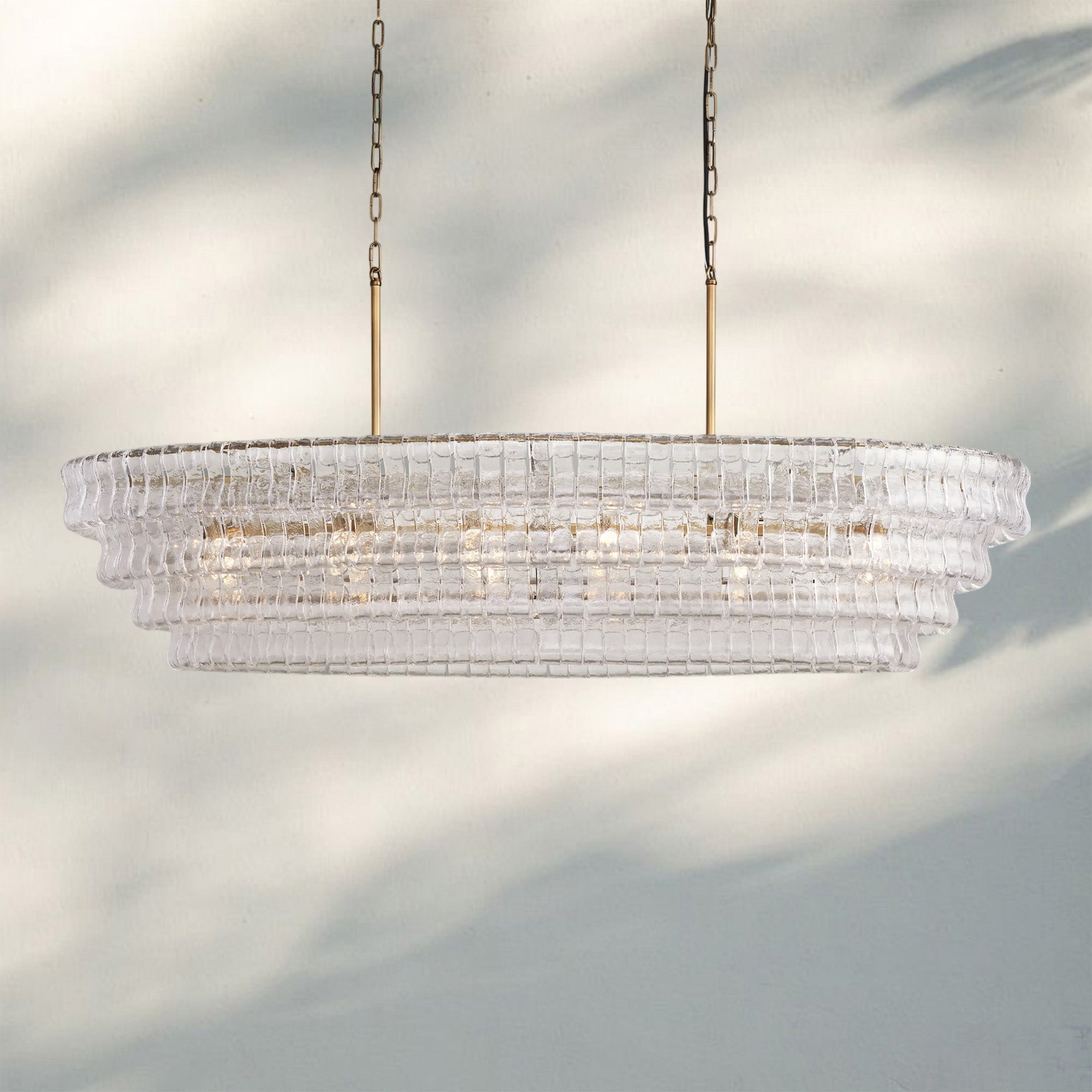 Ghiaccio Glass Oval Chandelier 54''65''-Briglighting