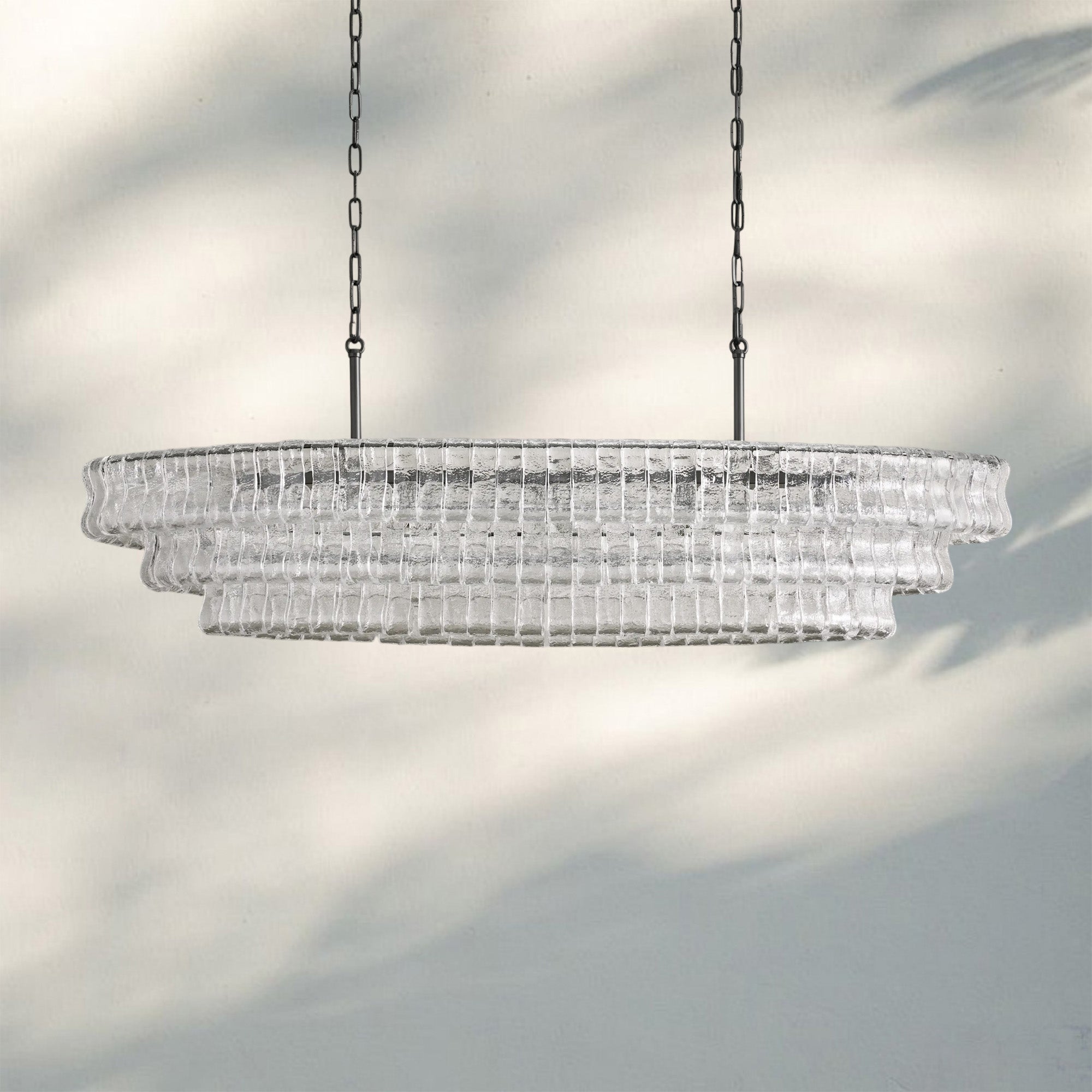 Ghiaccio Glass Oval Chandelier 54''65''-Briglighting
