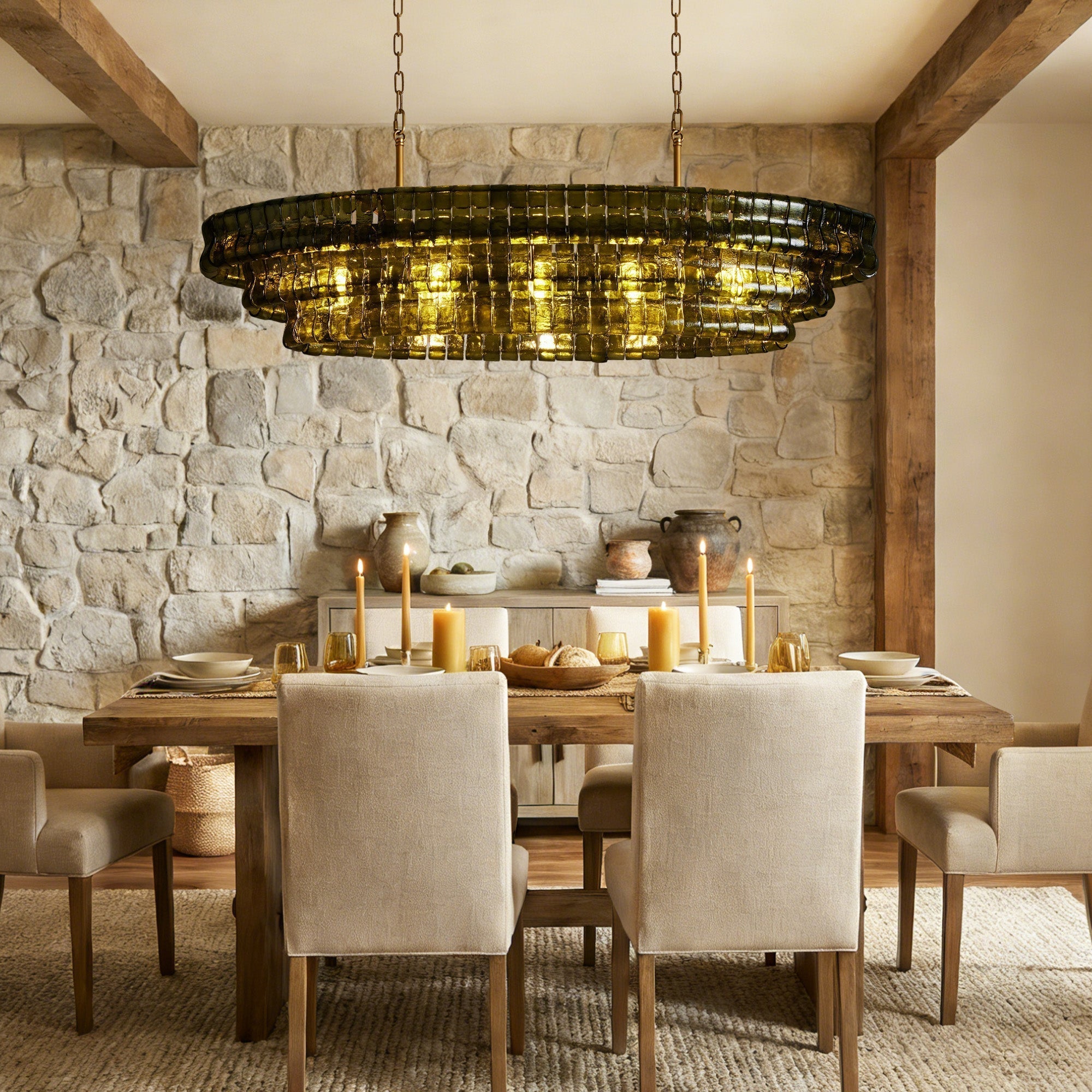 Ghiaccio Glass Oval Chandelier 54''65''-Briglighting